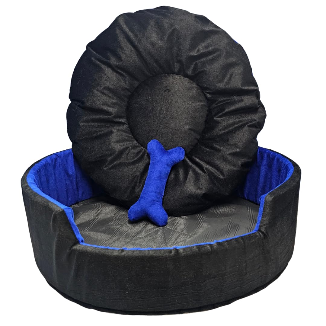 GDB Dog & Cat Round Shape Bed with Removable Cushion, Comfortable & Durable Pet Lounger, Washable, AntiSlip Base, Black, Small,