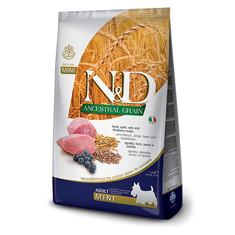 Farmina Natural And Delicious Lamb And Ancestral Low-Grain Formula Small Bites Dry Dog Food, 5.5-Pound