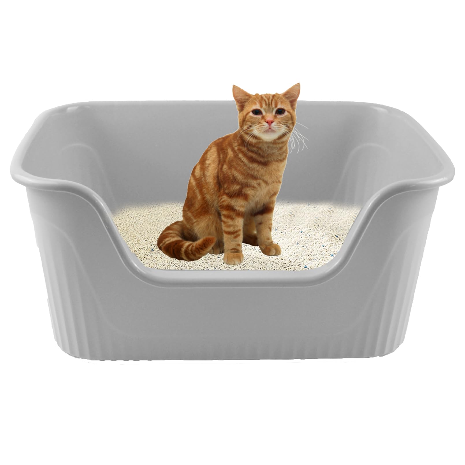 Muyg Extra Large Litter Box 21.45 X 16.14 X 10.43 Inches, Cat Box High Side One Piece Jumbo Litter Pan Anti Splashing Low Entry 