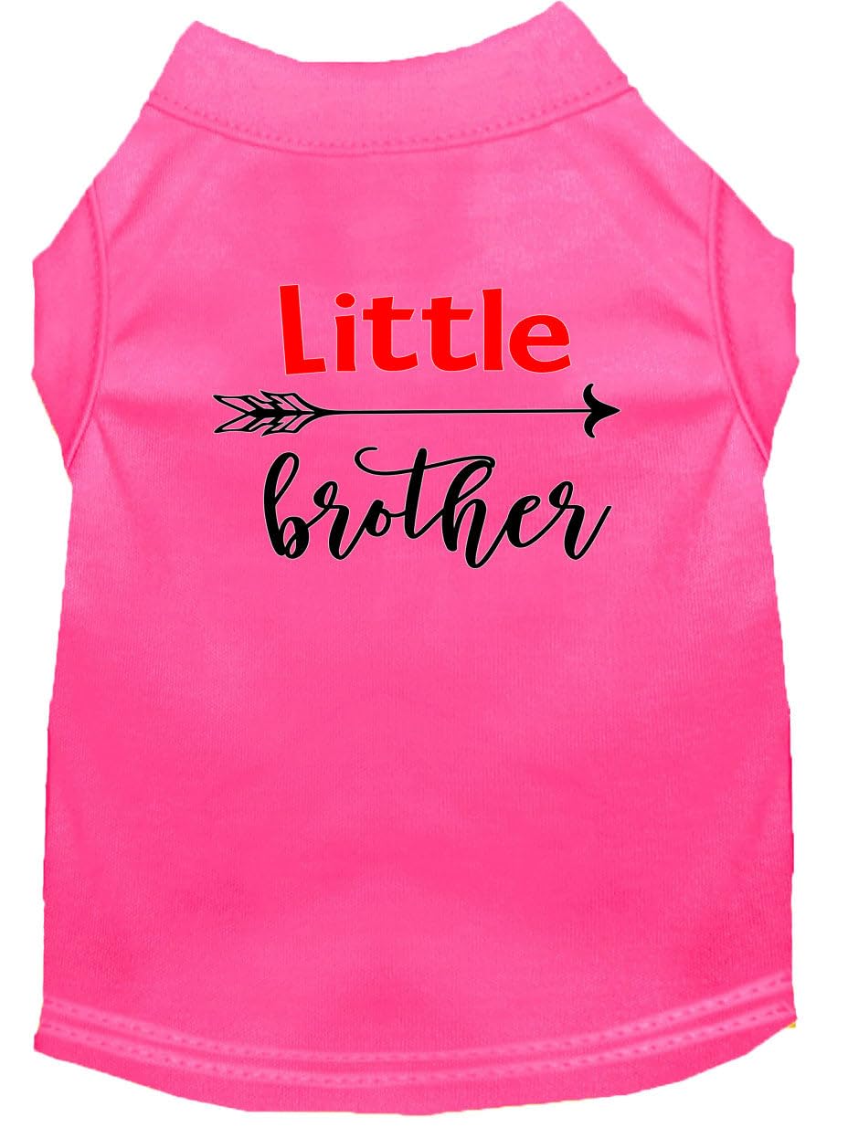 Pet Dog & Cat Shirt Screen Printed, "Little Brother" Bright Pink MD (6-10 lbs.)