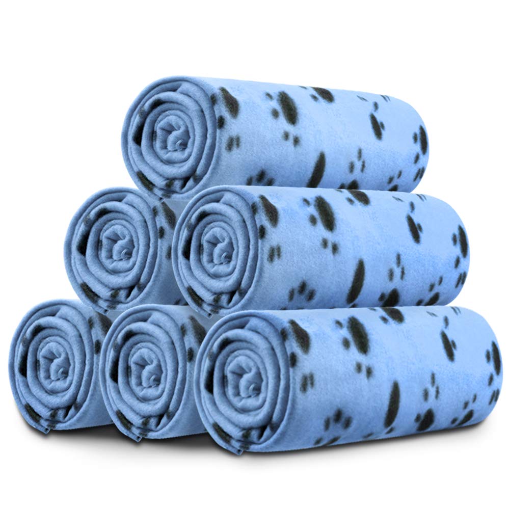 Comsmart Dog Blankets For Small Dogs, 6 Pack Puppy Blanket Cute Paw Print Pet Blanket For Dog, Puppy, Cat, Kitten, 39X35 Inches,