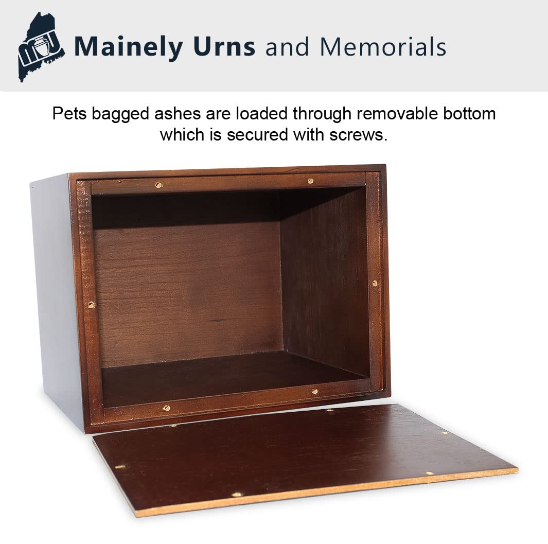 Personalized Small Boxer Dog Figurine Pet Cremation Urn For Ashes - Solid Wood Dog Urn (Maple, Oak Or Walnut) With Cast Resin Bo