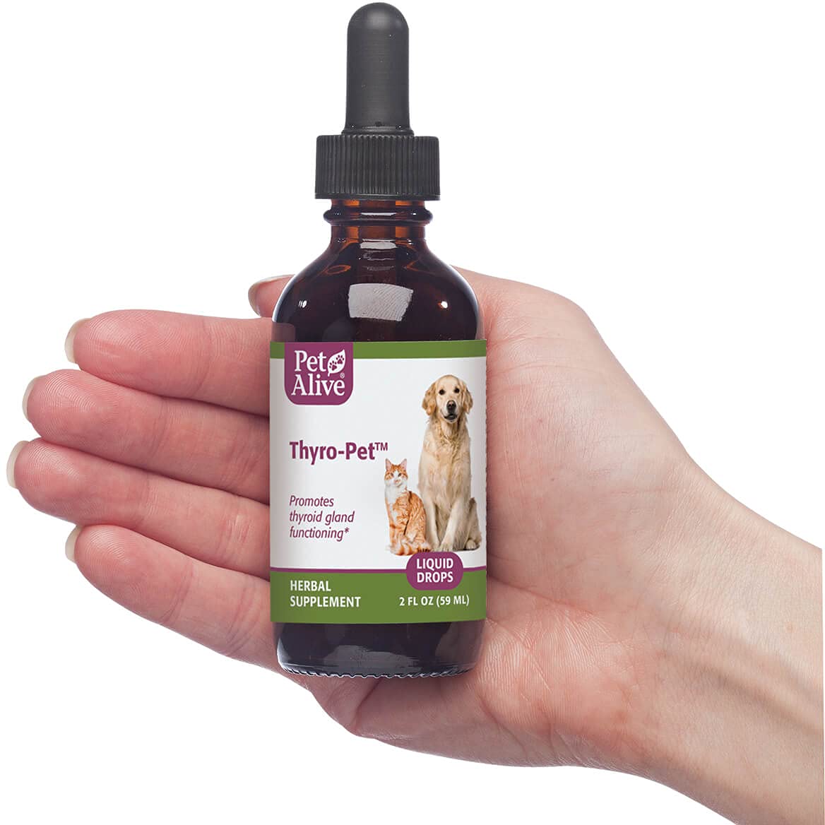 PetAlive Thyro-Pet Herbal Supplement for Dogs & Cats - Promotes Thyroid Function, One Size Fits All, Model PTYP001