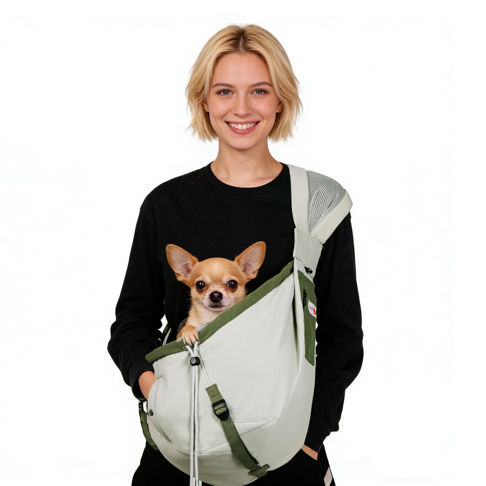 Dog Carrier Sling,Dog Carriers for Small Dogs & Cats Up to 20 lbs,Puppy Carrying Backpack Pet Purse with Pockets,Adjustable Shou