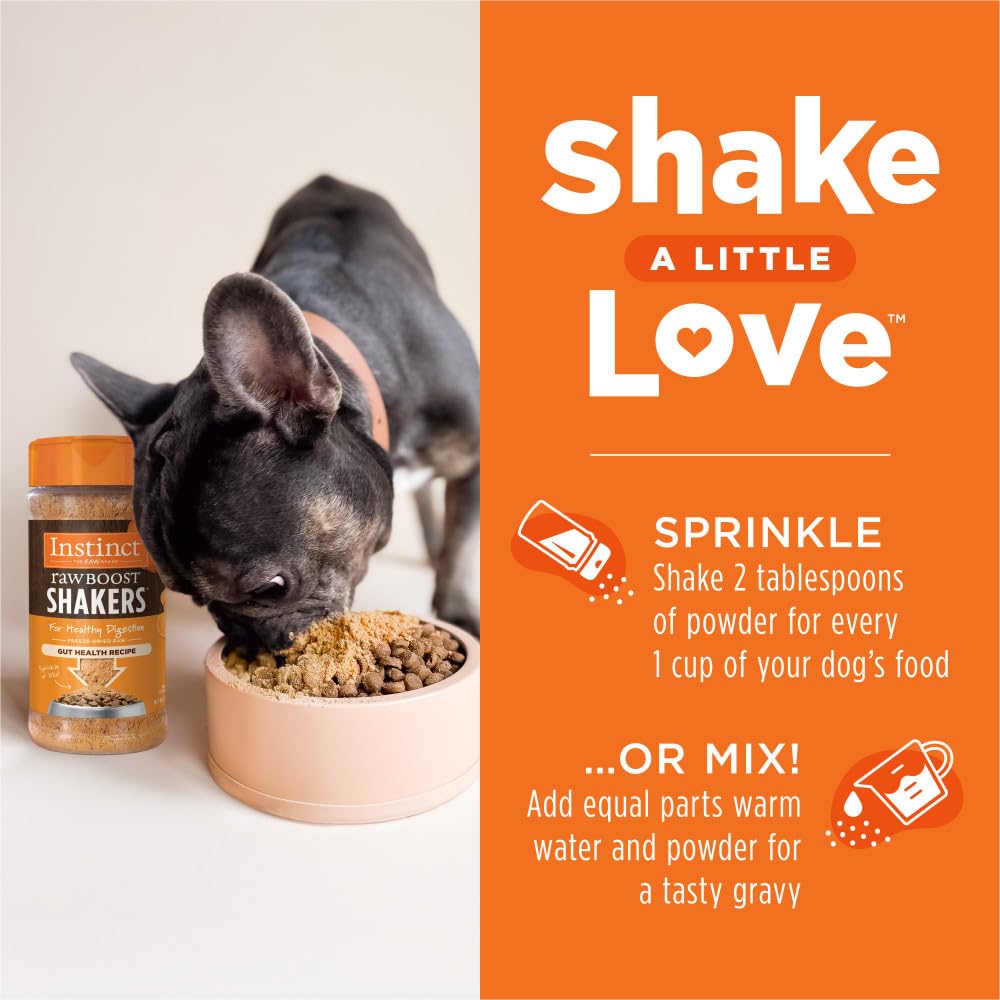 Instinct Raw Boost Shakers, Freeze-Dried Powder, Dog Food Topper, Chicken - Gut Health, 5.5 oz. Bottle