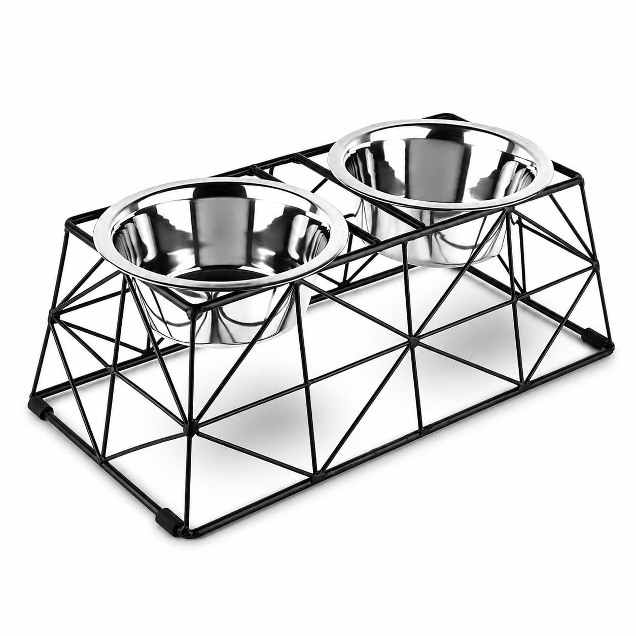 Pawpourri Elevated Stackable Taper Cross Metal Feeder For Dog & Cat | Double Feeding Bowl Combo For Providing Food And Water To 