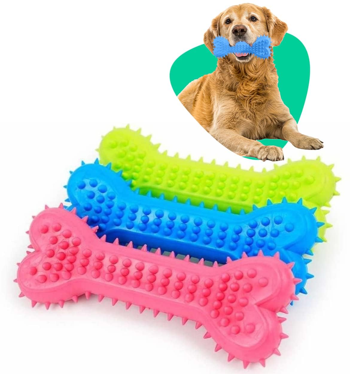 Rvpaws Non Toxic Spiky Strong And Extra Durable Teething Chew And Fetch Toy Ideal For Aggressive Chewers Dogs And Puppies  Mult