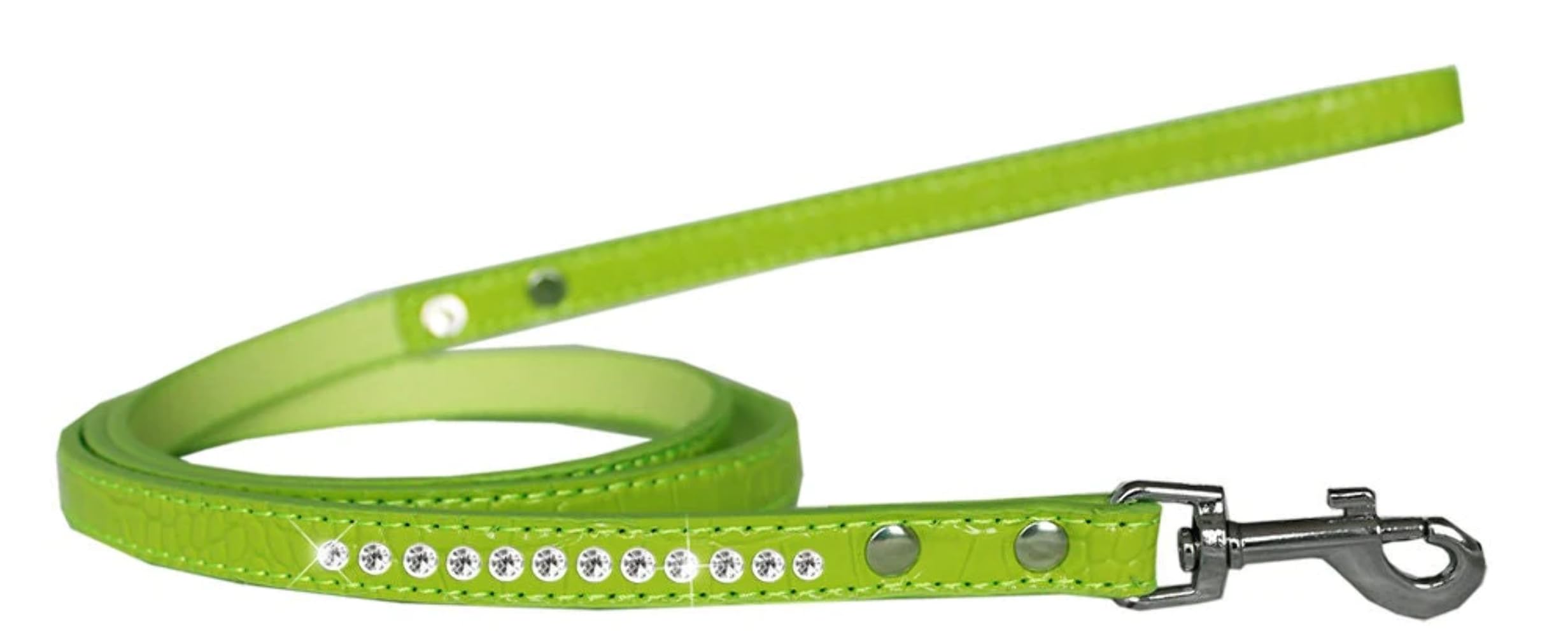 Mirage Pet Product Clear Jewel Croc Leash Silver 1/2'' wide x 6' long
