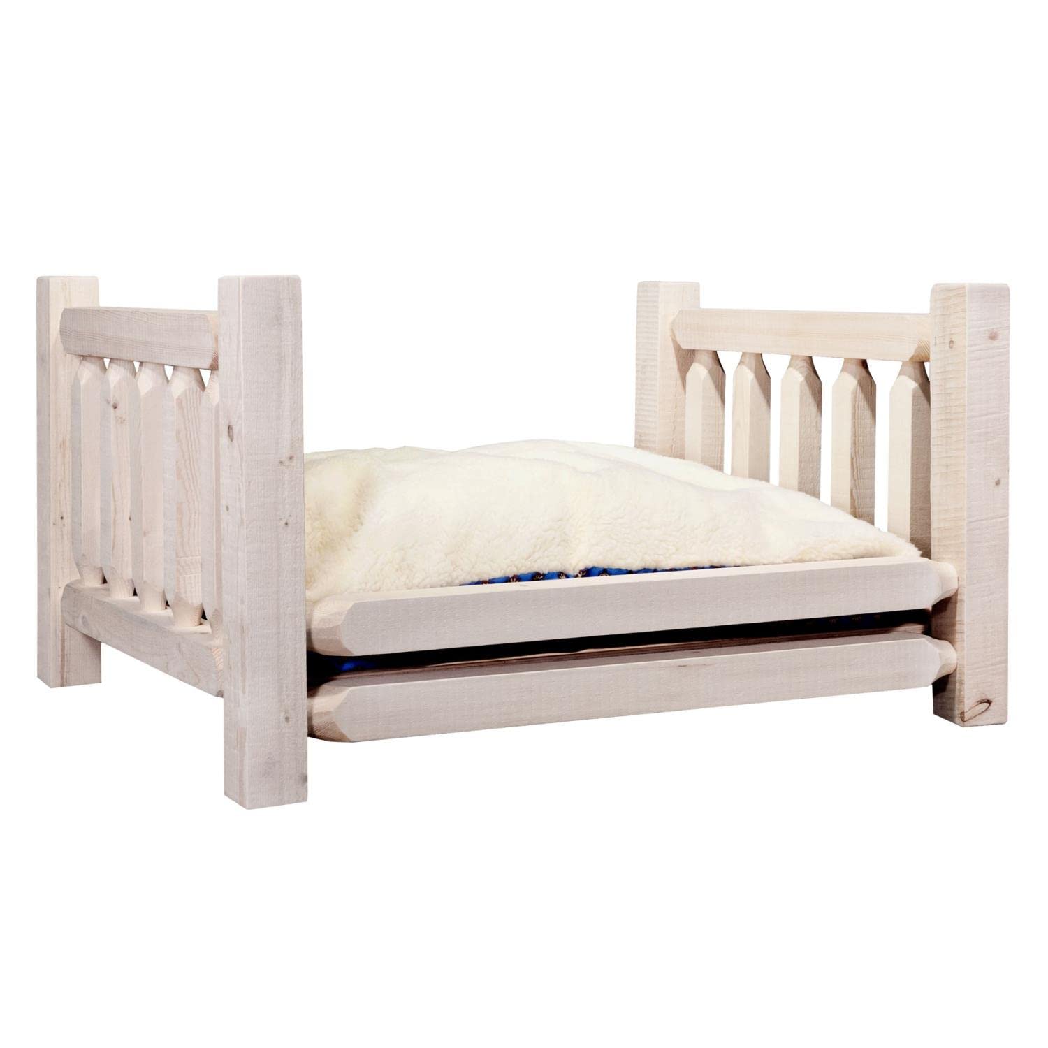 Montana Woodworks Homestead Collection Large Pet Bed with 30 by 40-Inch Mattress, Clear Lacquer Finish