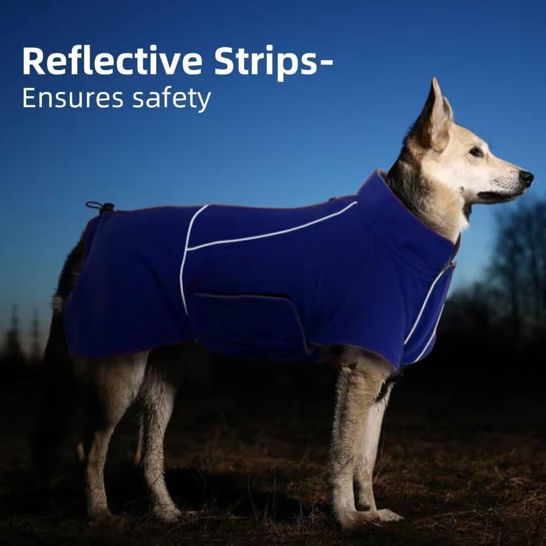 MIGOHI Dog Winter Jacket - Waterproof Fleece Lining Coat for Large Dogs, 4XL, Blue