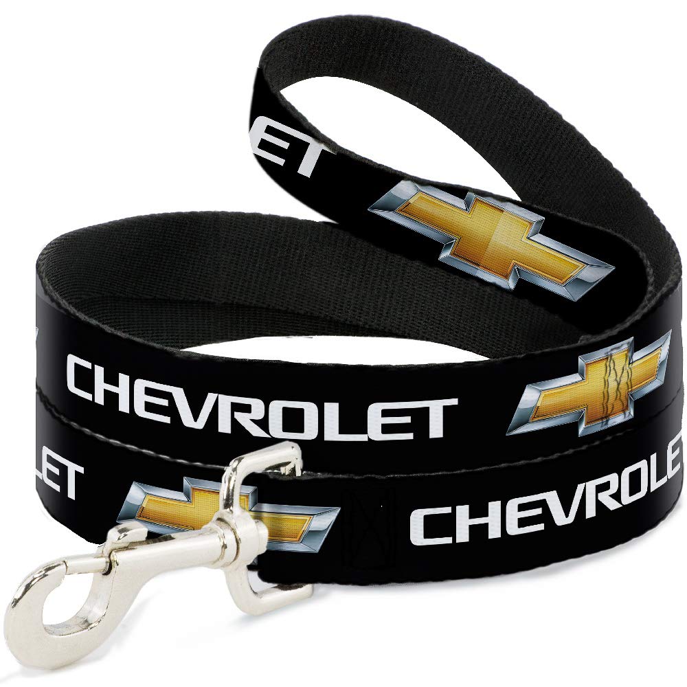 Buckle-Down Dog Leash Chevrolet Bowtie Black Gold White 6 Feet Long 1.5 Inch Wide, Multicolor, Dl-Wch007-1.5-6Ft