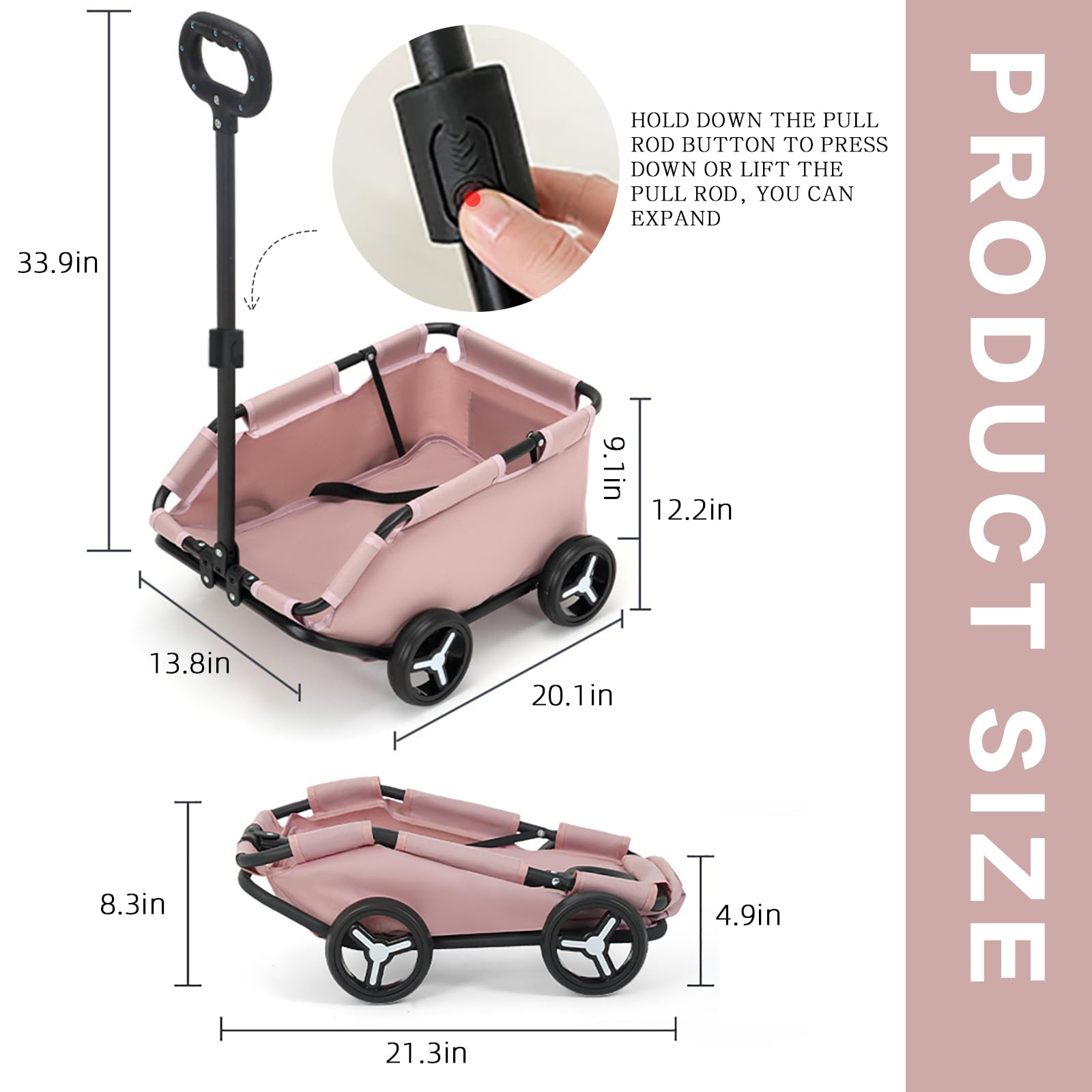 Dog Stroller 4 Wheels Folding Dog Cart Pet Stroller For Travelling Shopping Walking Playing For Small Dogs Cats (Plaid Green)