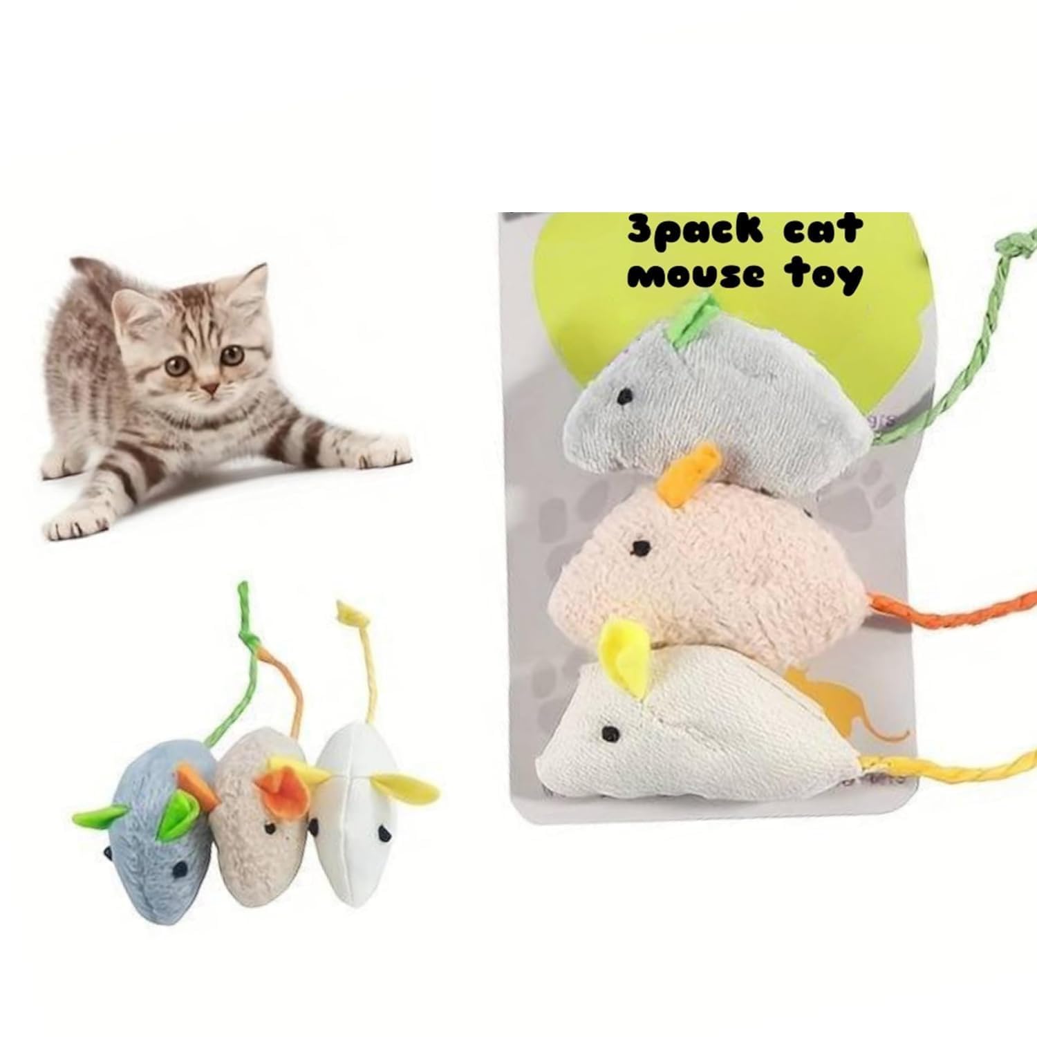 Woofy Whisker Twitching Fun Plush Simulation Mouse Toy, Interactive/Infused Entertainment For Interactive Cat Mint Toys (Pack Of