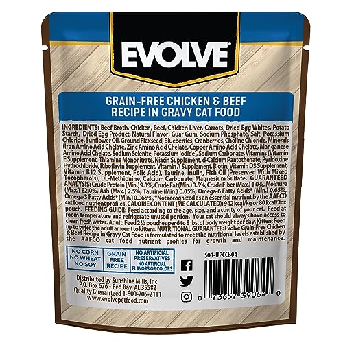 Evolve Grain Free Chicken & Beef Recipe in Gravy Wet Cat Food | 3 oz - 24 pk