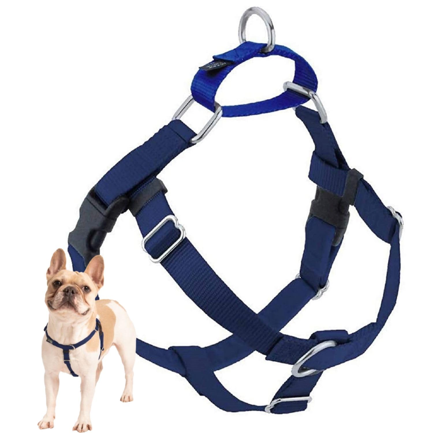 2 Hounds Design Freedom No Pull Dog Harness, Adjustable Harness, Easy Walking & Comfortable Control, Fits Small, Medium & Large Dogs, Solid Colors, Made In Usa, 5/8' Xs, Navy