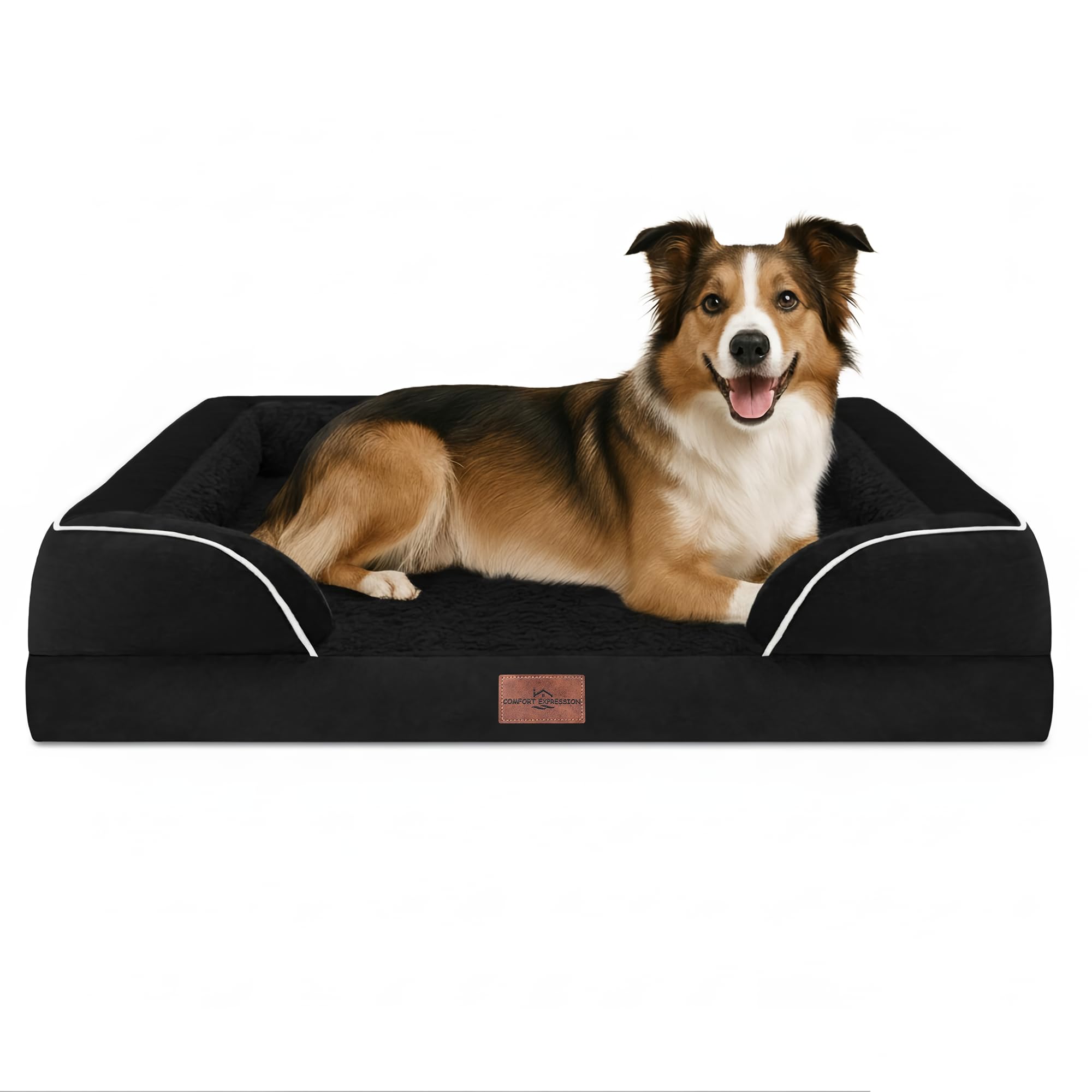 Comfort Expression Orthopedic Dog Bed for Large Dogs 38x25 Inch, Waterproof Supportive Egg Crate Foam Large Pet Bed with Removab