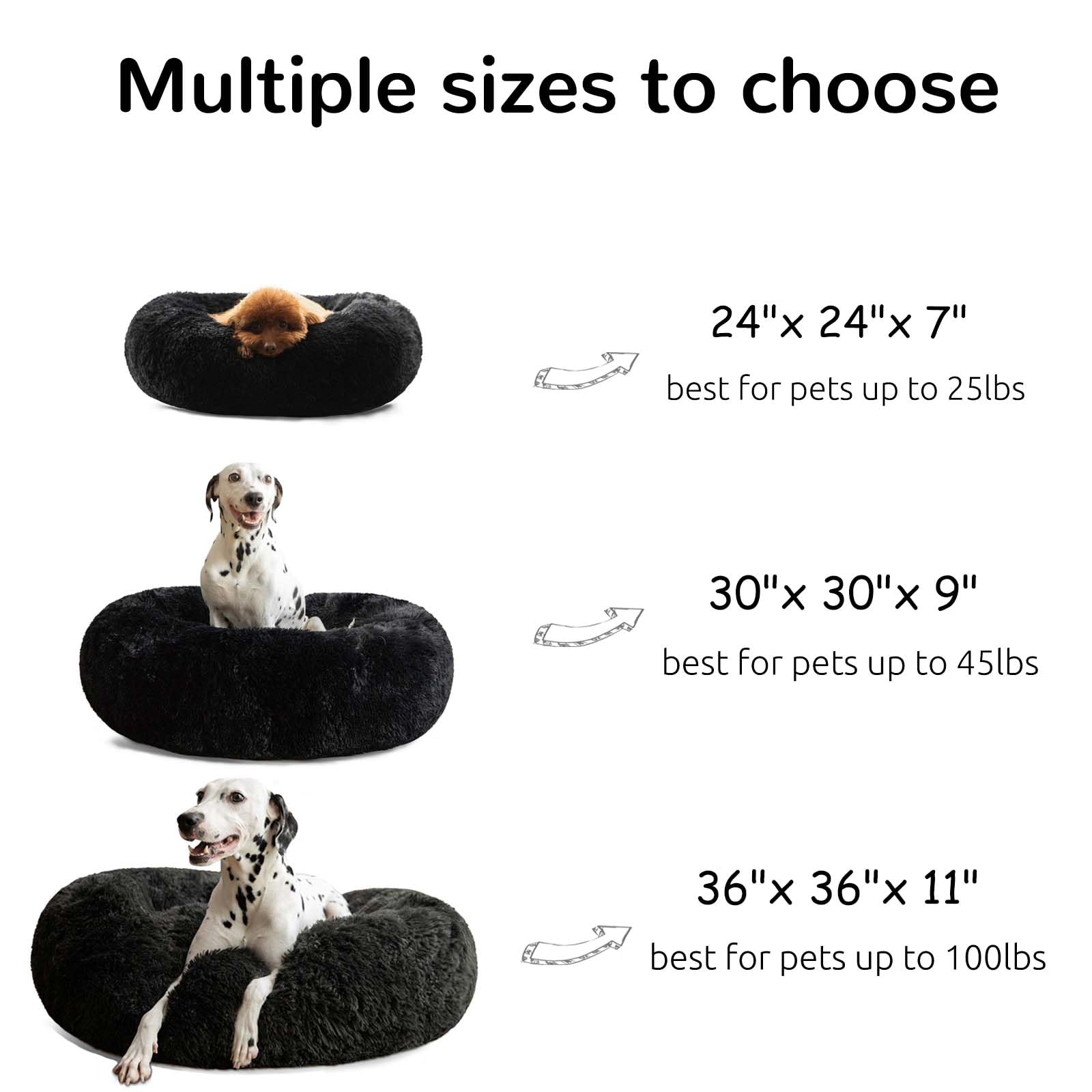 Hachikitty Calming Donut Cuddler Dog Bed, Medium Dogs, 24