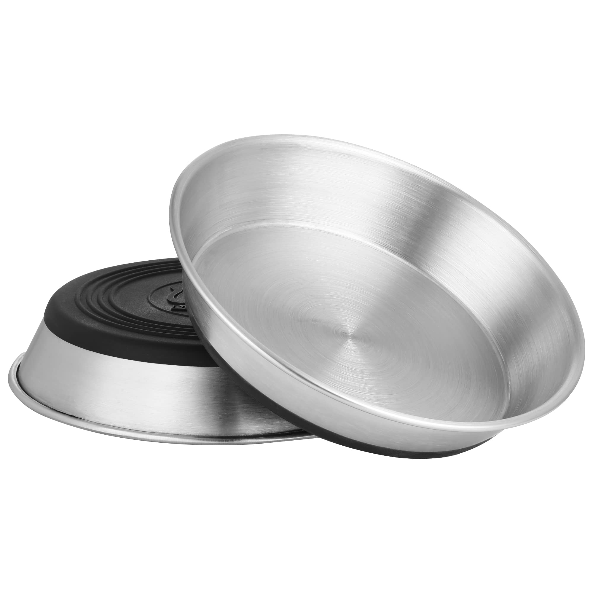 WROSWT Stainless Steel Cat Bowls,Whisker Friendly Shallow Cat Dishes for Food and Water,Non-Slip Silicone Bottom,Heavy Duty,Repl