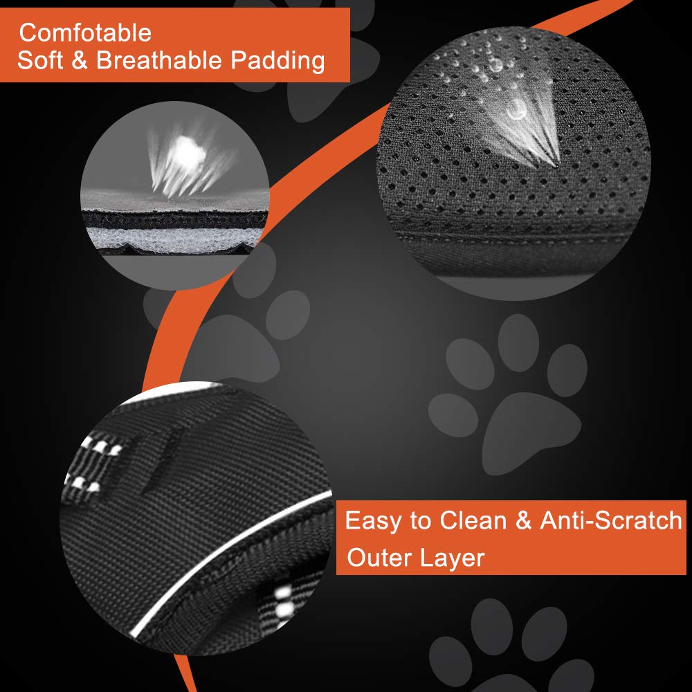 PHOEPET No Pull Dog Harness - Medium, Reflective, Adjustable, Durable Oxford, Grey, Front Clip with Handle, Model PH-03-DGREYM