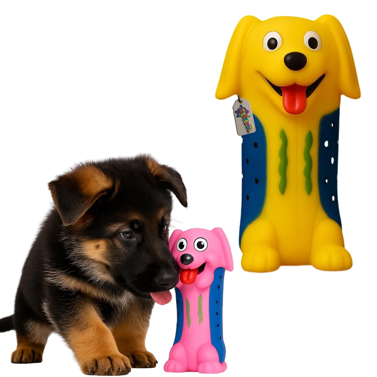 Western Era Pink Dog Face Squeaky Toy For Dogs | Soft Chewable Rubber Play Toy For Puppies & Dogs | Interactive Sound Toy For Bi
