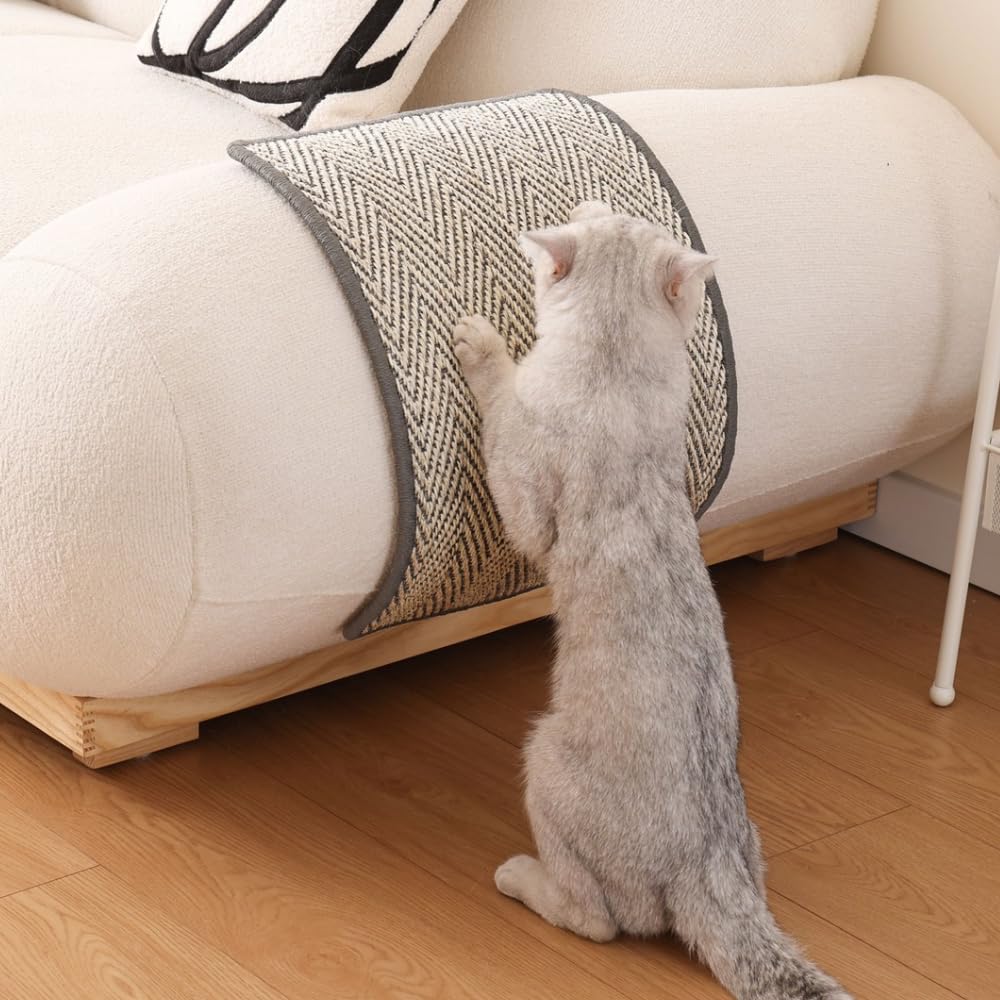Furrther Boho Sisal Cat Scratcher Mat With Adhesive Strips (Scratch Protector For Carpet, Sofa, Wall, Corner Furniture), Durable