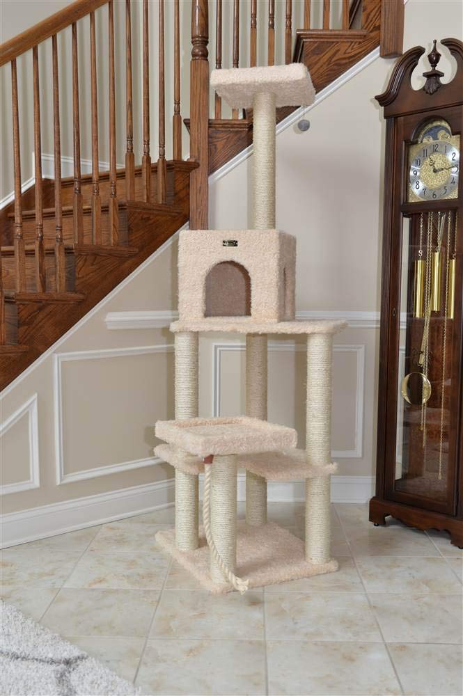 Armarkat Real Wood Cat Tower, Ultra Thick Faux Fur Covered Cat Condo House A6902, Beige