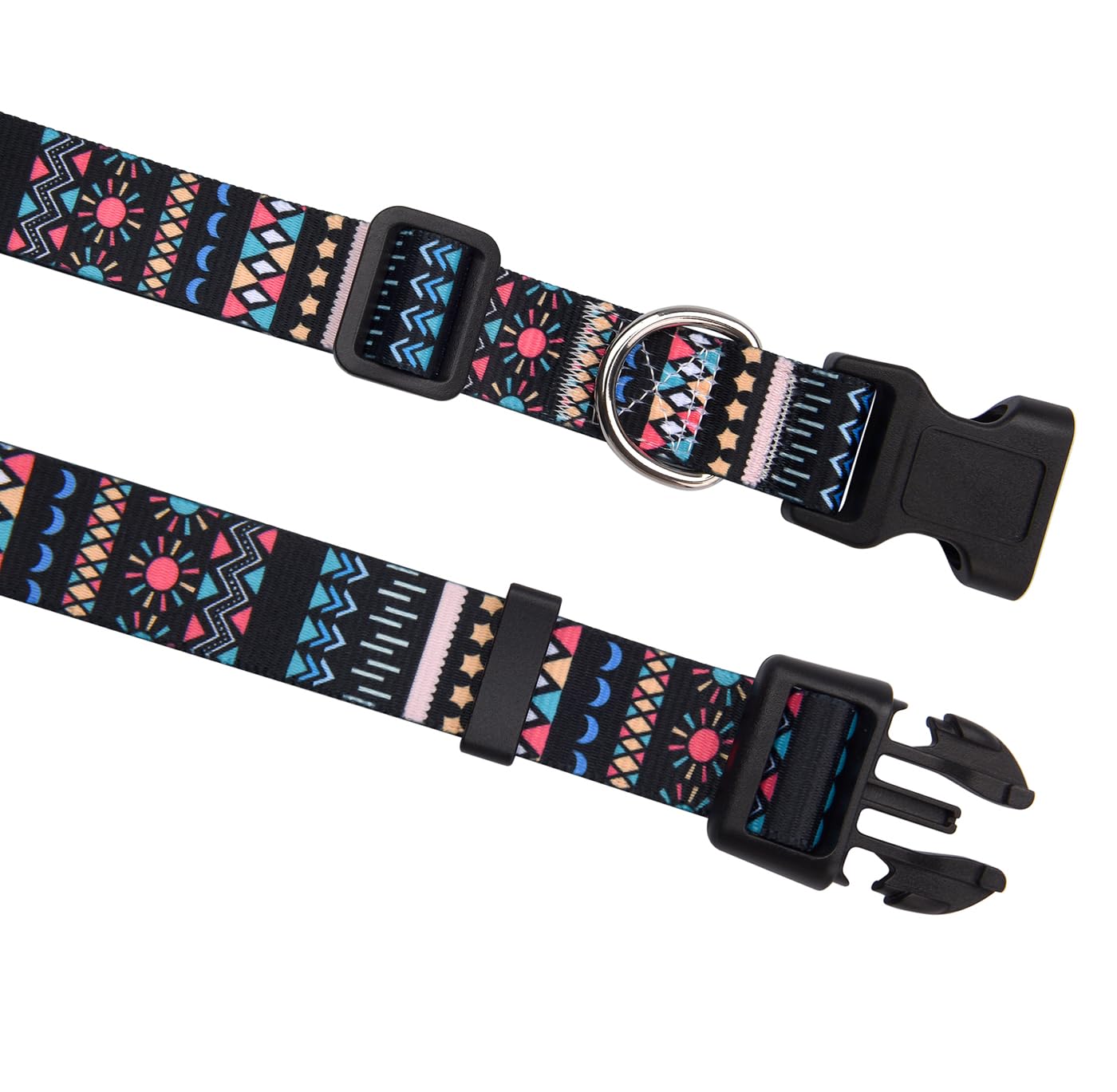 Mihqy Dog Collar With Bohemia Floral Tribal Geometric Patterns - Soft Ethnic Style Collar Adjustable For Small Medium Large Dogs(Black Bohemia,L)