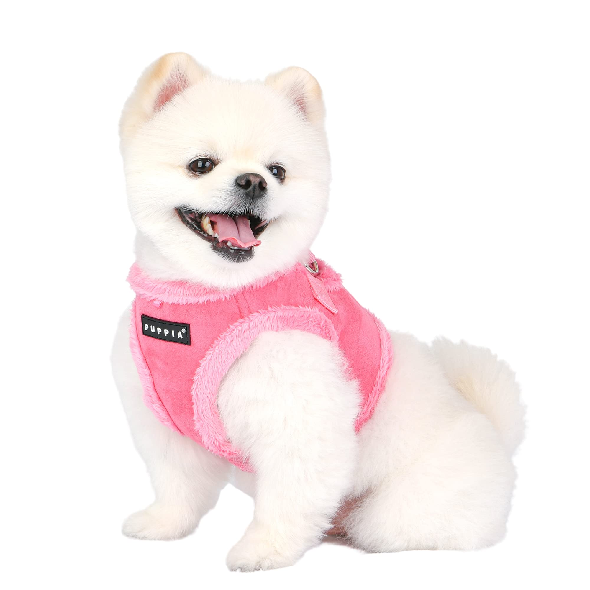 Puppia Terry Vest Dog Harness Step-In Winter Suede Warm No Choke No Pull Training Walking For Small And Medium Dog, Pink, Medium