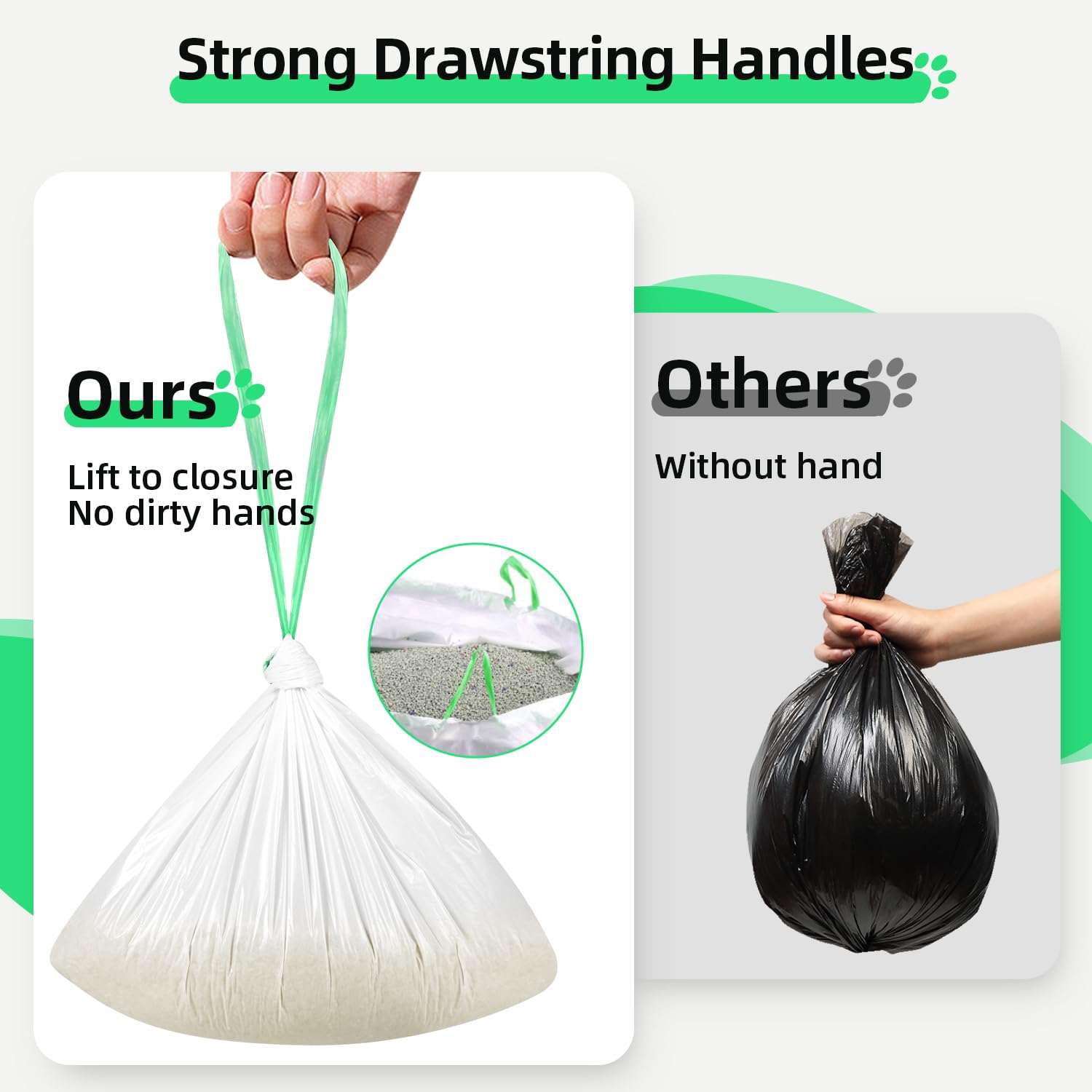 60 Count Self-Cleaning Litter Box Liner Bags For Pura X/Max, Pet Waste Trash Bags With Drawstring For Automatic Cat Litter Box -