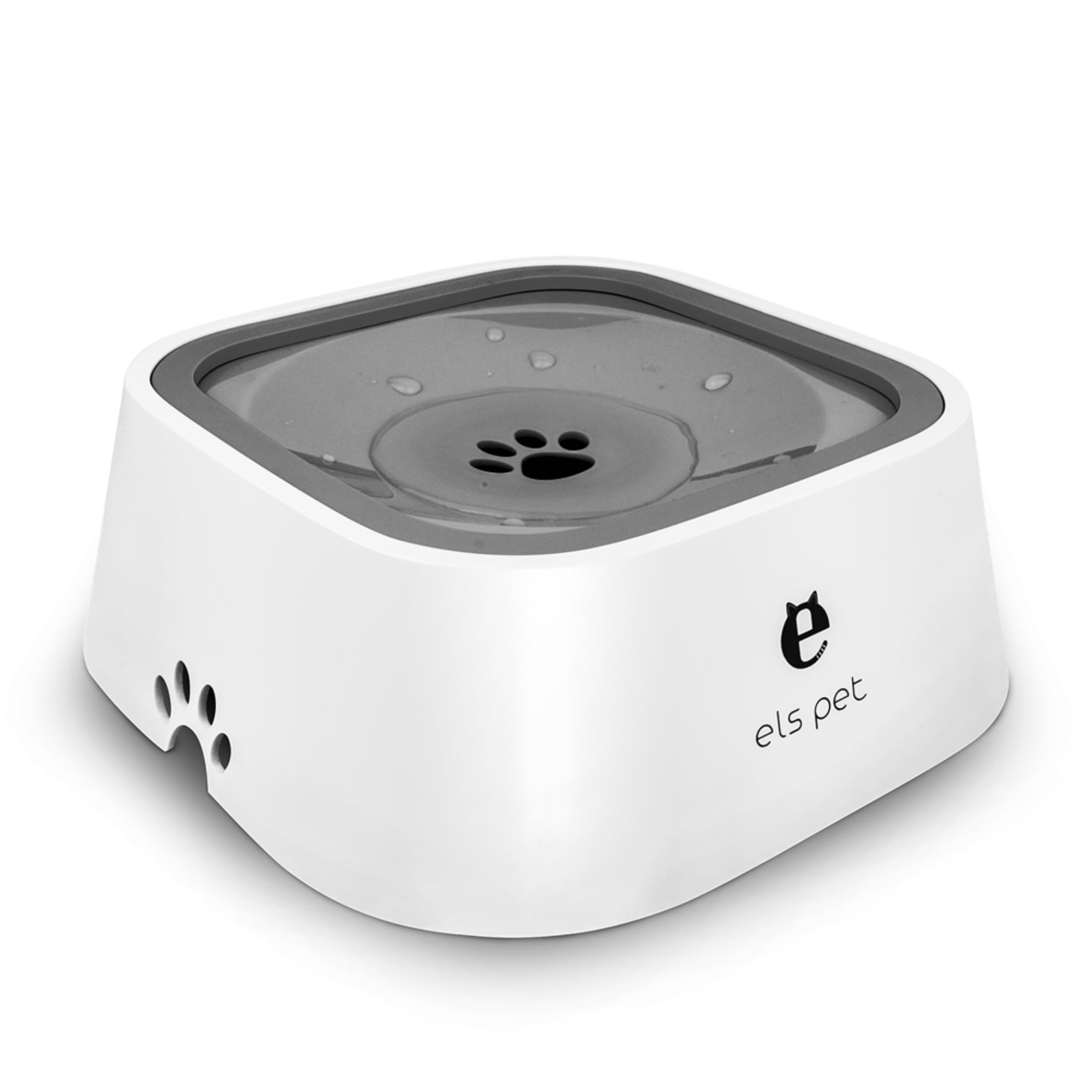 Quxiang Slow Water Feeder NoSpill Pet Bowl 35Oz (1L) Splash Proof Anti Spill Slow Feeder Dish For Dogs/Cats/Pets (Gery)