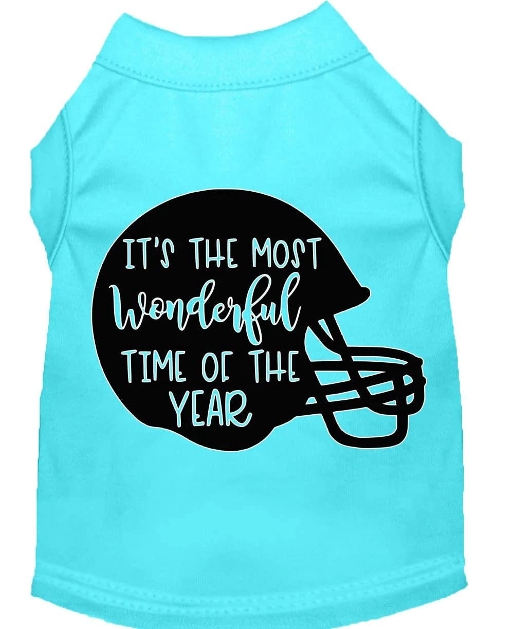 Pet Dog & Cat Shirt Screen Printed, "It's The Most Wonderful Time Of The Year (Football)" Blue 2XL (20-25 lbs.)