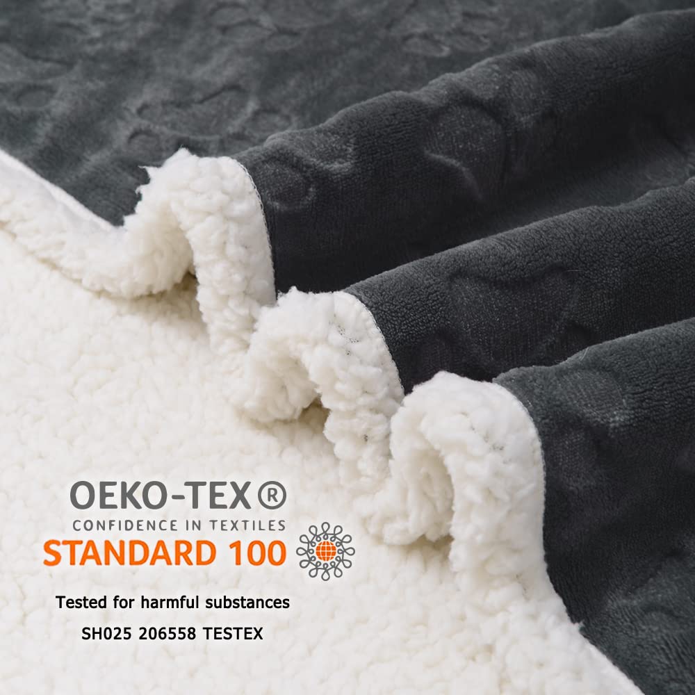 Qeils Dog Blanket - Waterproof Sherpa Fleece, 30"x40", Dark Grey, Washable Plush Throw for Small Dogs & Cats