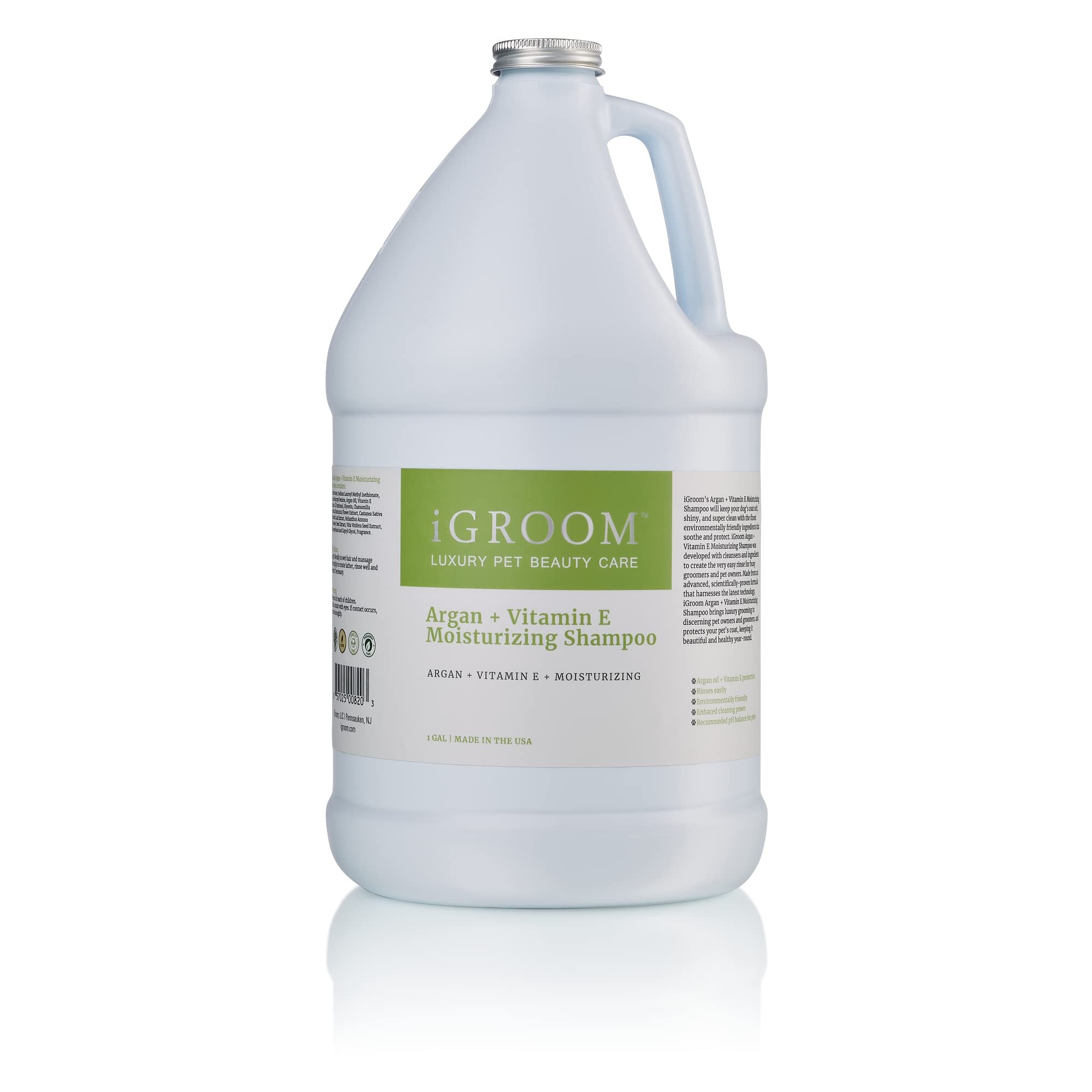 iGroom Argan + Vitamin E Dog Shampoo, 1 Gal, Enhanced Cleaning Power, pH Balanced, Made in USA, Model IG-00820