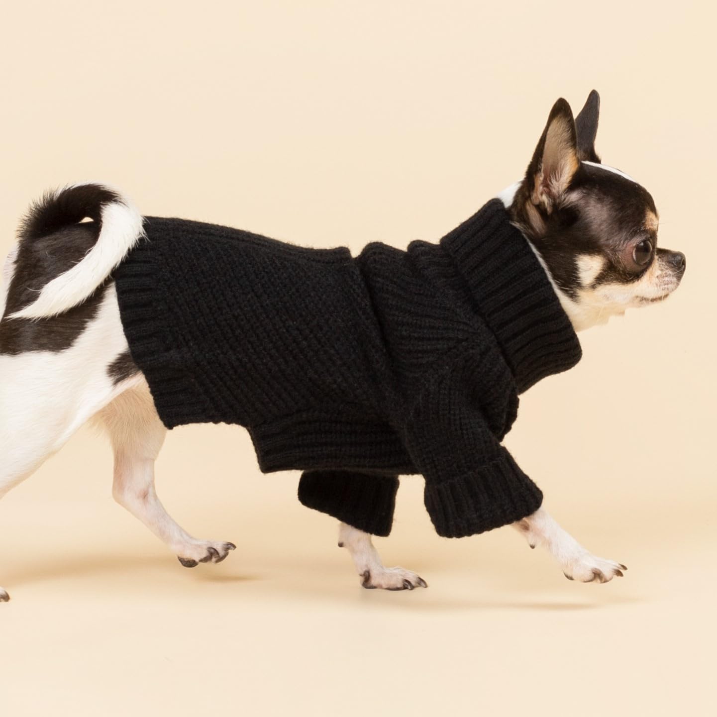 Fitwarm Dog Turtleneck Sweater, Thermal Knitted Pet Coat, Dog Winter Clothes For Small Dogs, Cat Apparel, Black, Medium