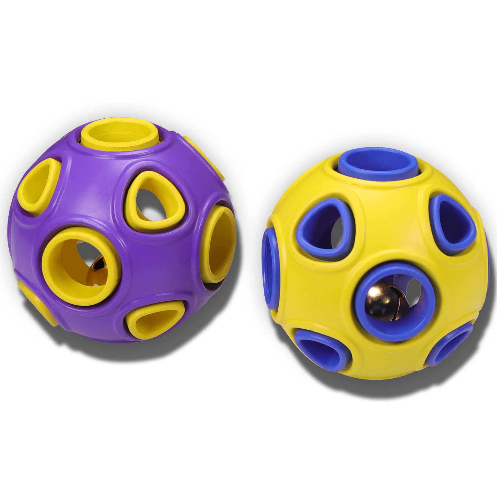 SCHITEC Dog Balls with Bell Sound, [2 Pack] Rubber Bouncy Fetch Ball for Medium Large Dogs, 3    Interactive Pet Chew Toys