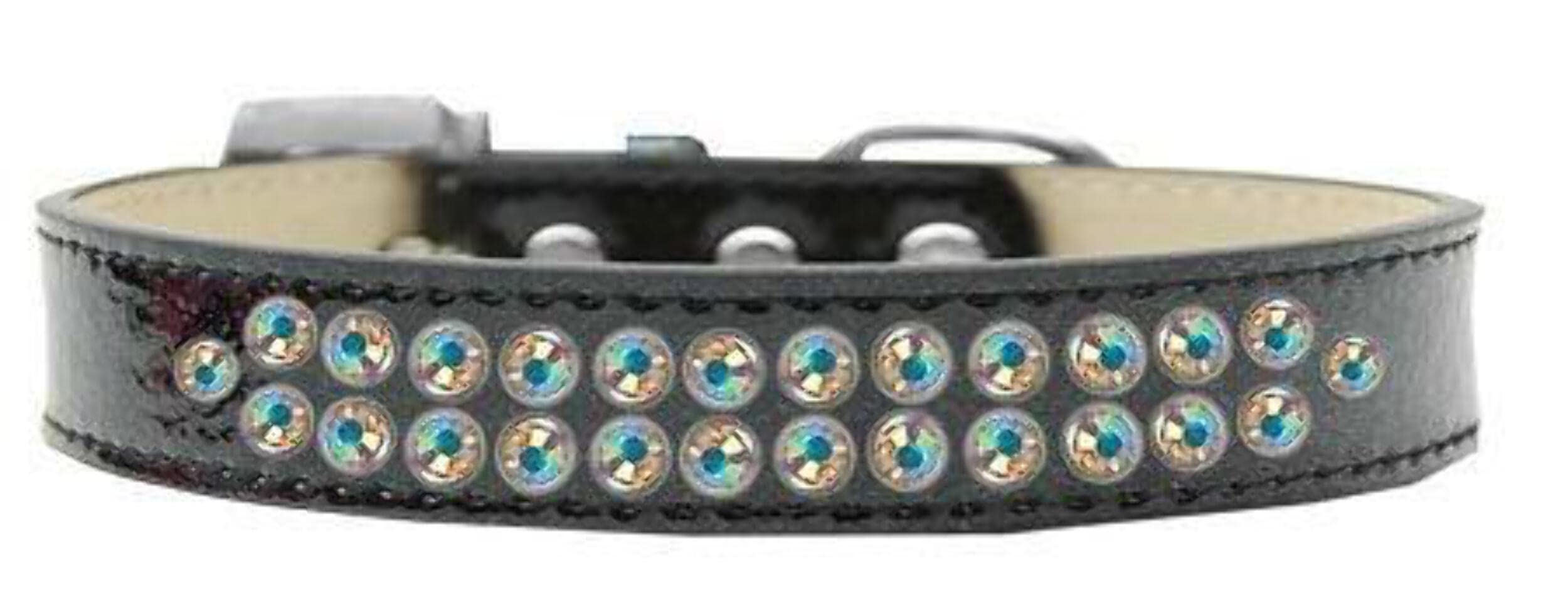 Mirage Pet Products Two Row AB Crystal Orange Ice Cream Dog Collar, Size 18