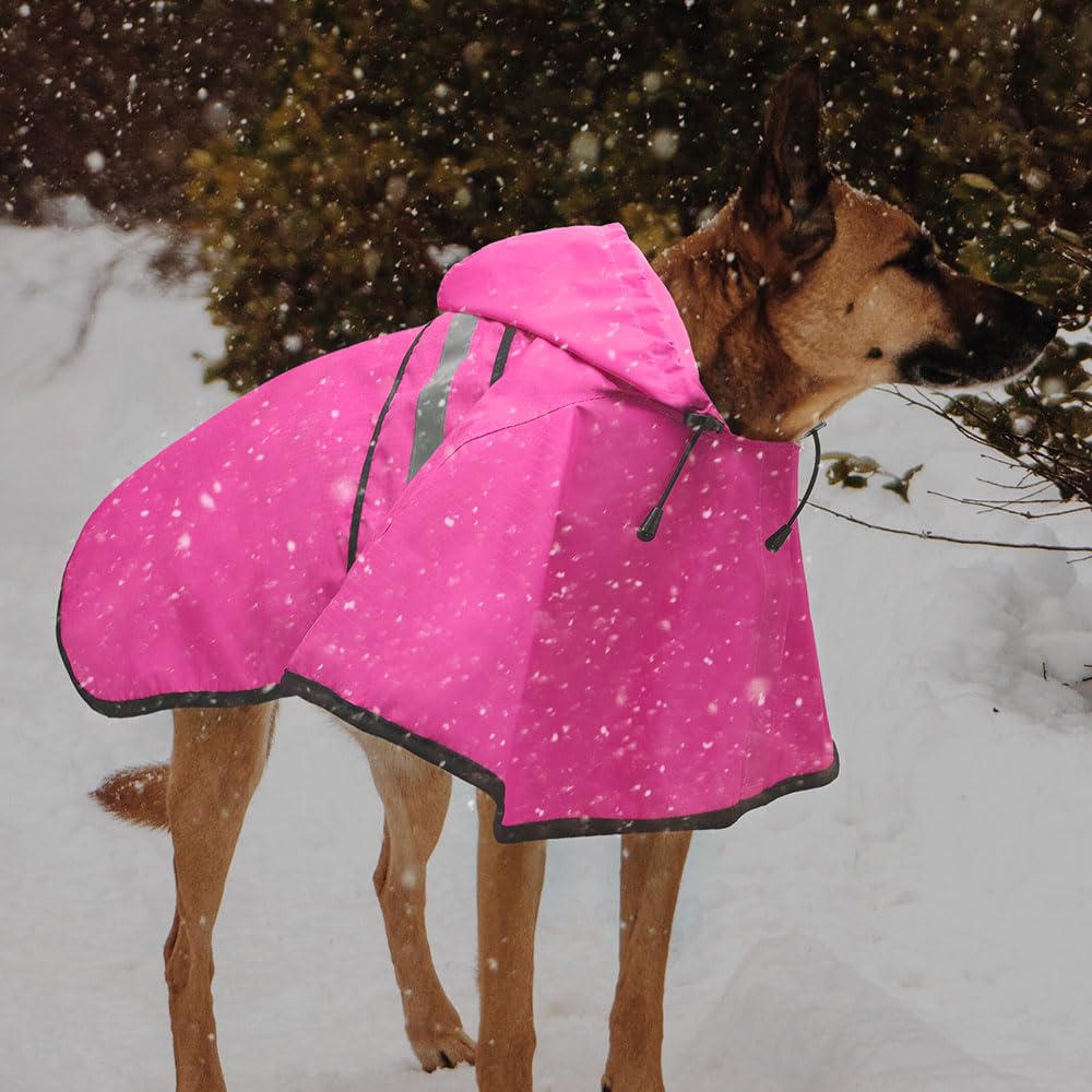 Candofly Reflective Dog Raincoat - Waterproof Dog Rain Jacket With Leash Hole, Hooded Dogs Ponch Slicker For Large Dogs (Pink, X