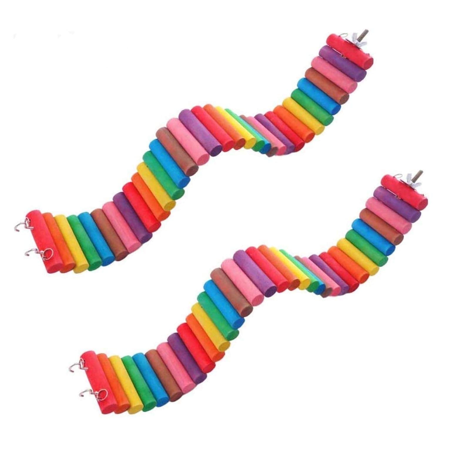 Hamiledyi Hamster Rainbow Bridge,Flexible Bendy Climbing Ladder Hanging Wooden Chew Toy for Bird Parrot Guinea Pig Chinchilla Ch
