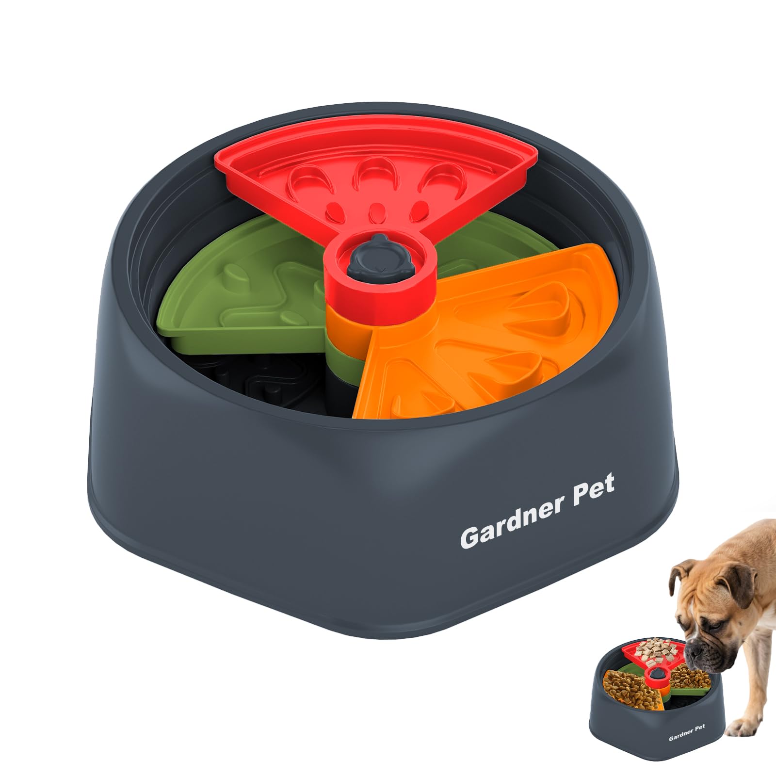 Gardner Pet Dog Slow Feeder Dog Bowl, Dogs Puzzle Enrichment Toy Rotating Plate, 8.45 M Size with Suction Base for All Breed S