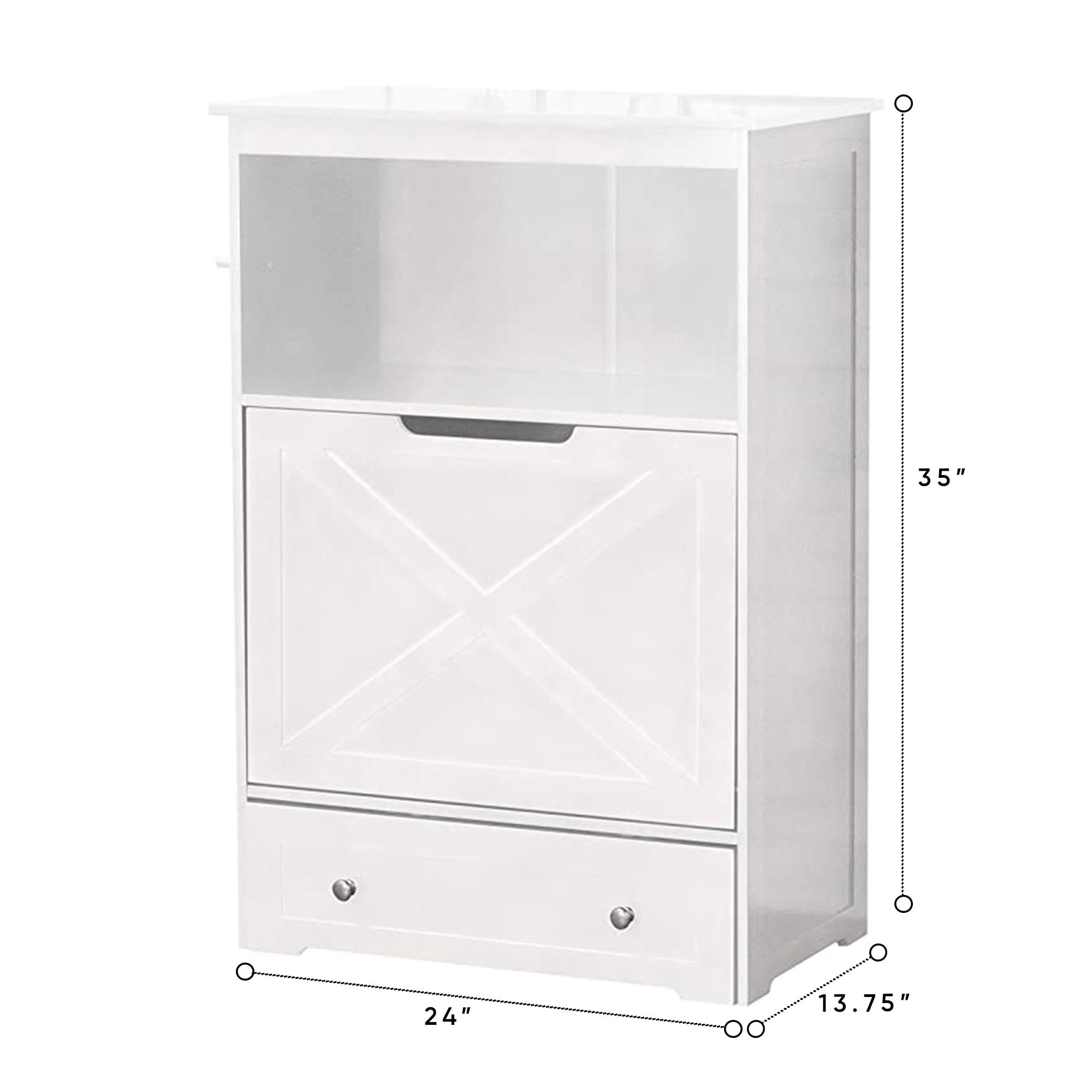 zoovilla Pet Feeder Station with Storage - Dog Bowl Stand, 13.78"D x 24.02"W x 35.04"H, White, Model PTF0071720110