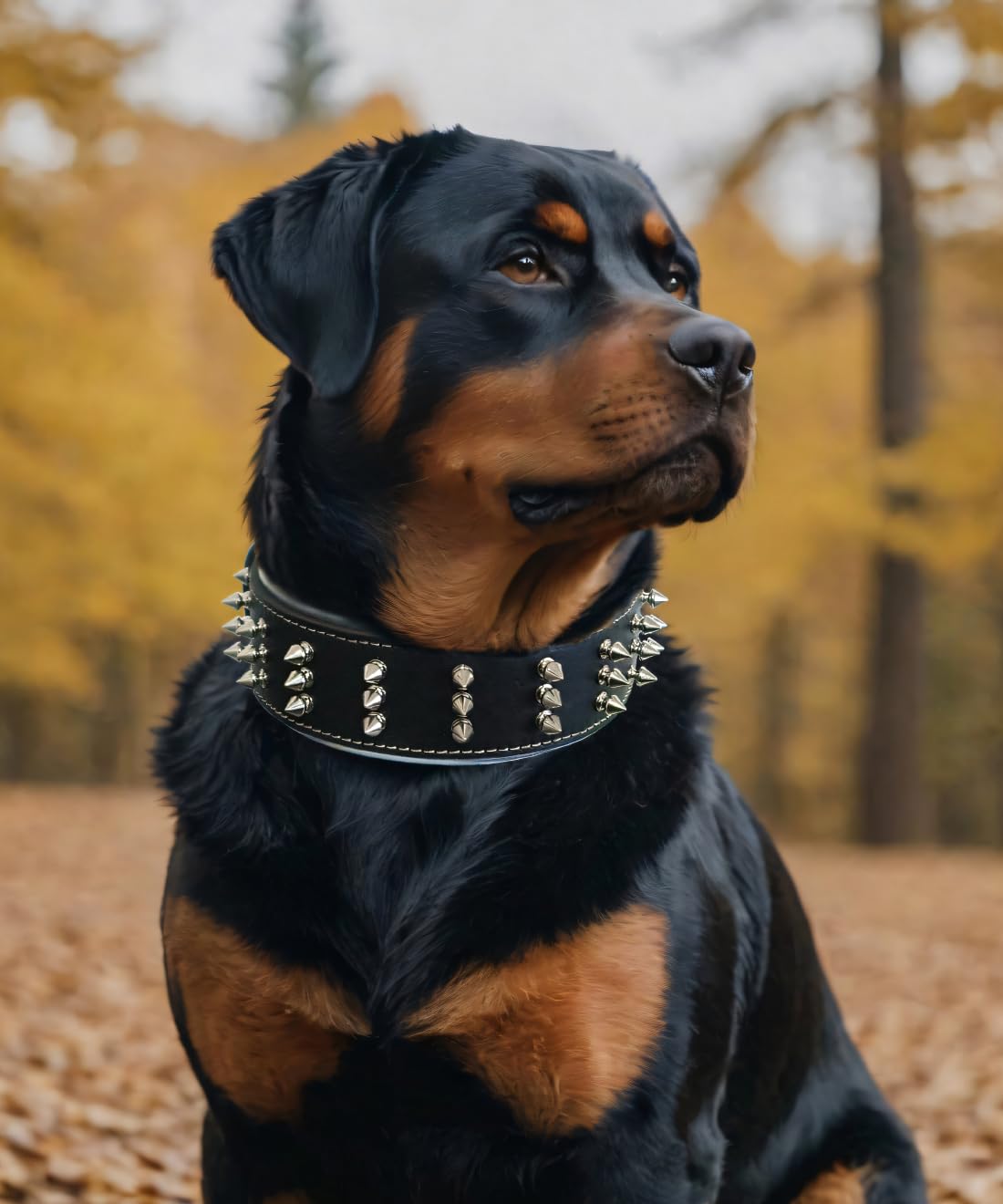 Spiked Leather Dog Collar - Premium Handmade Genuine Leather, 2.2-Inch Wide, Bold Protection And Stylish Design, Ideal For Power