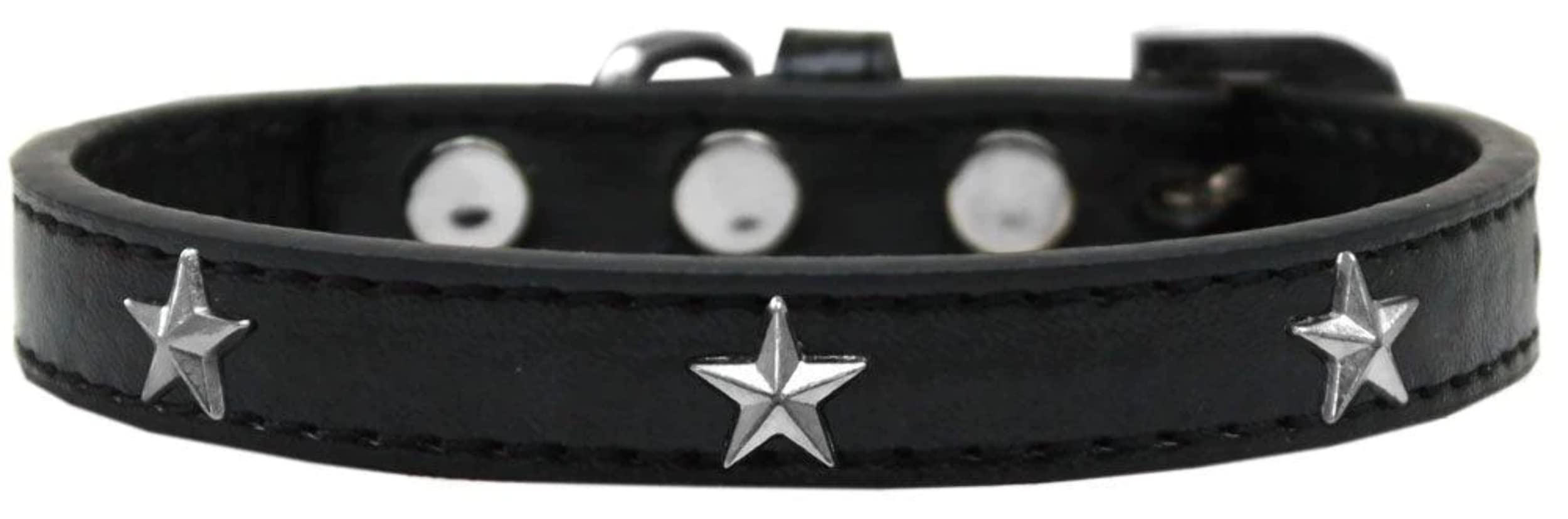 Dog, Puppy & Pet Widget Fashion Collar, Silver Star Black 18