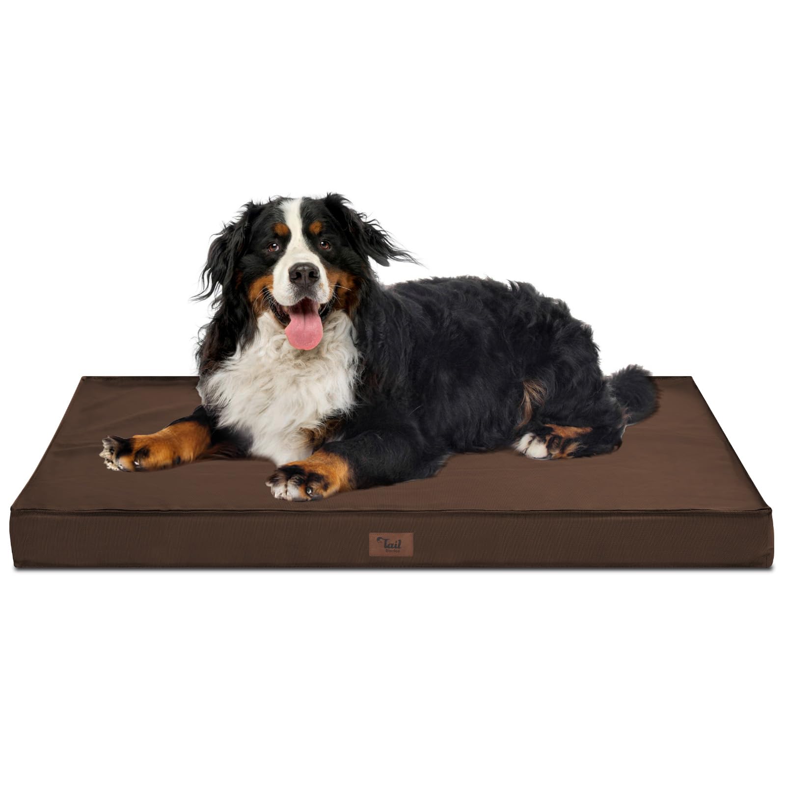 Tail Stories Outdoor All Weather Waterproof Dog Bed, Orthopedic Dog Bed For Extra Large Dogs, Egg Foam Pet Bed With Washable And Removable Oxford Cooling Cover, Brown