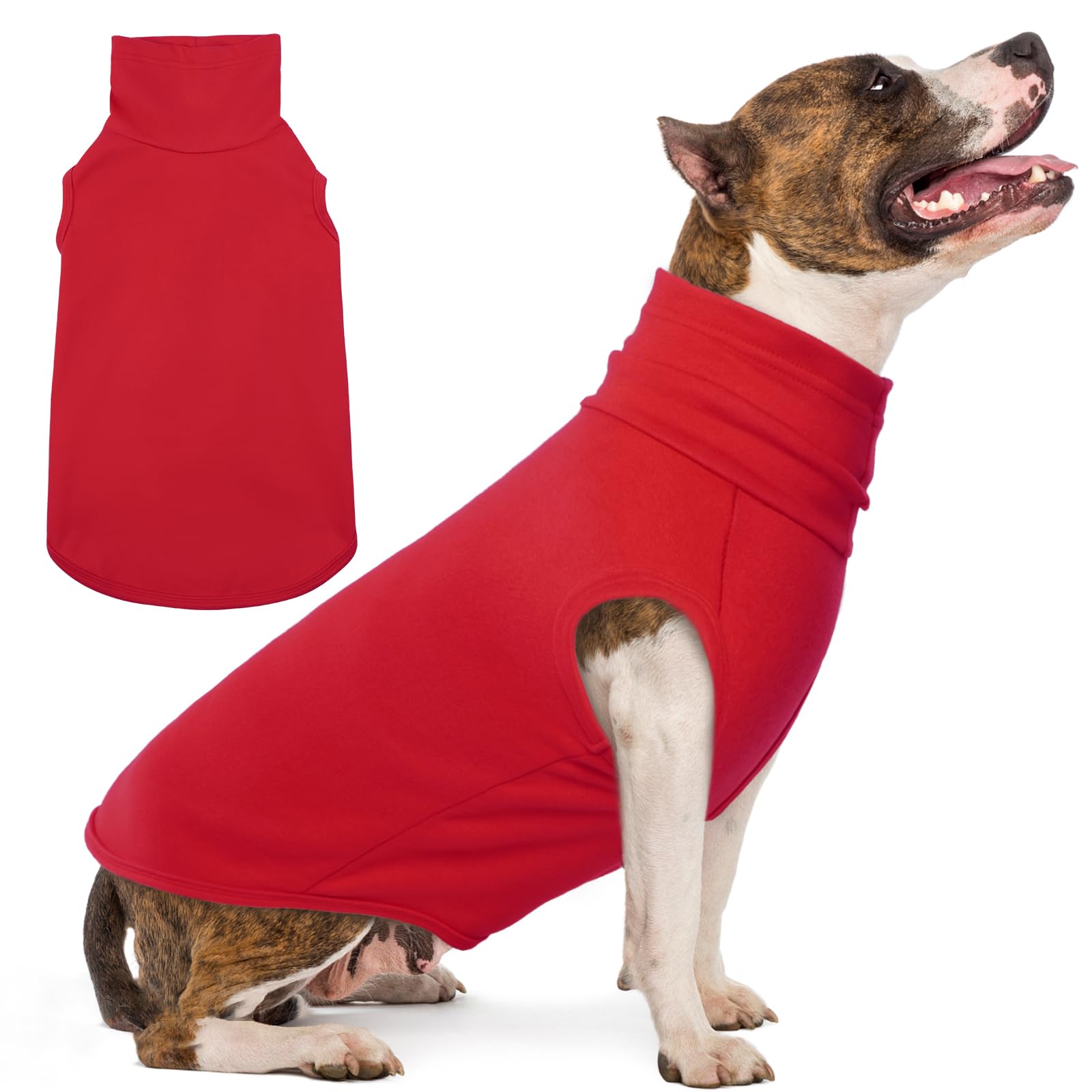 IECOii XL Dog Sweater,Stretch Fleece Vest Dog Sweater - Red,X-Large,Turtleneck Dog Sweater for Large Dogs Girl Boy,Warm Dog Flee
