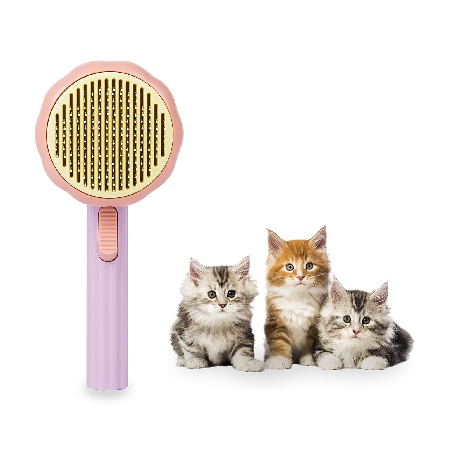 Kaikoe Dog & Cat Brush, Self Cleaning Slicker Brush For Pet, Removes Loose Undercoat & Detangles, Great For Dogs And Cats Groomi