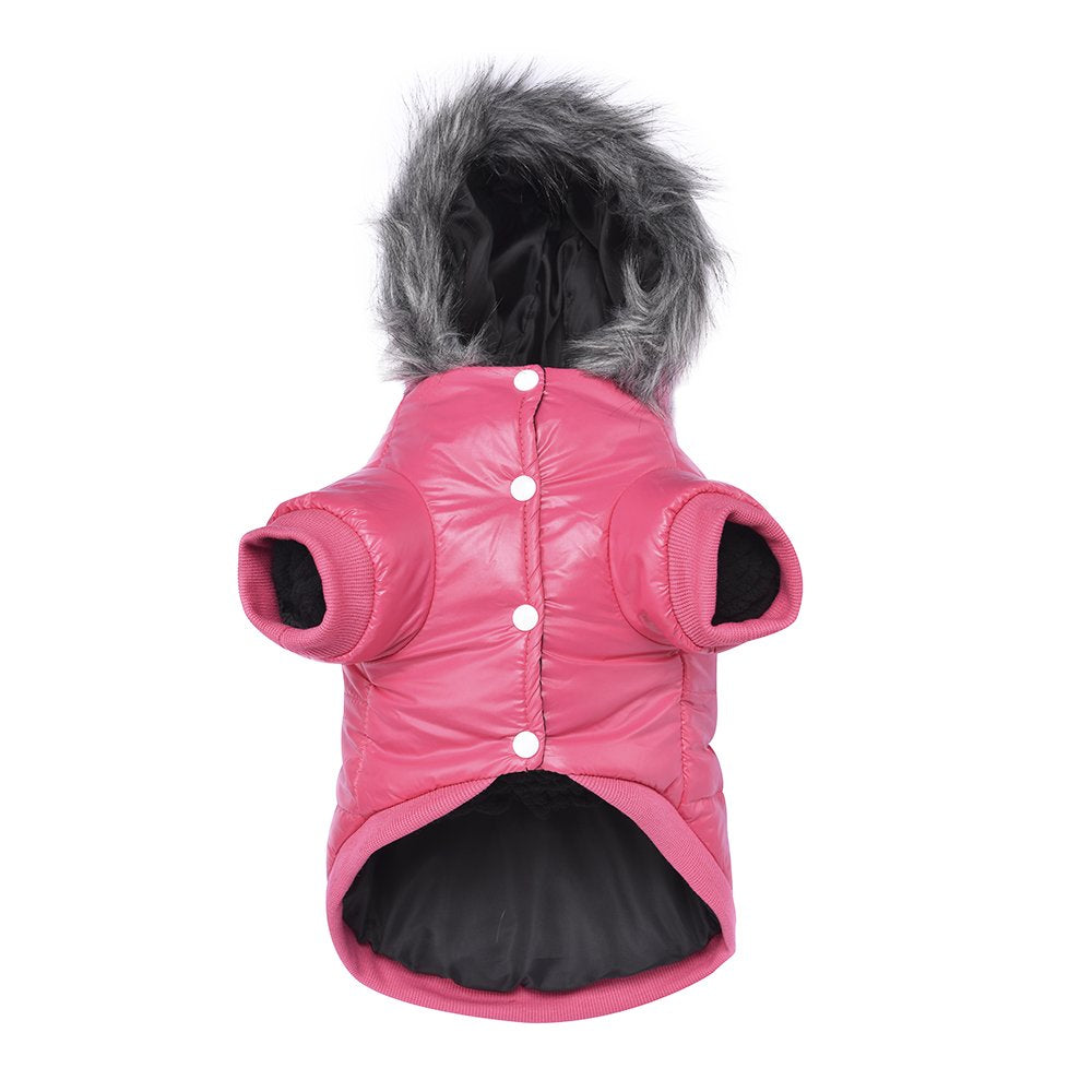 LESYPET Warm Dog Coat Small Dogs Waterproof Dog Jacket Extra Warm Doggie Winter Coat Windproof Puffer Jacket, Pink S