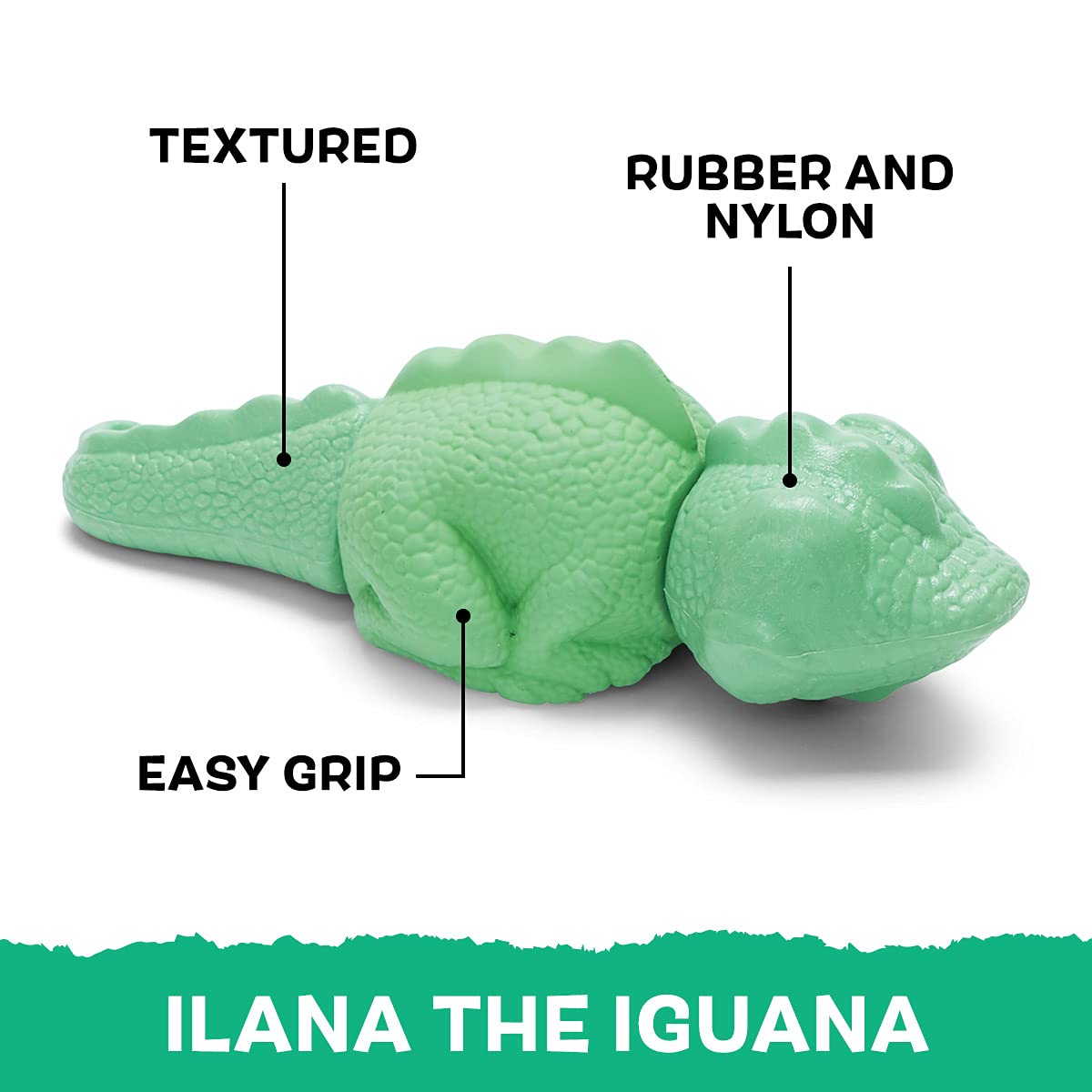 Barkbox Super Chewer Tough Dog Chew Toys For Aggressive Chewers, Dental Stimulating (Iguana - Large)