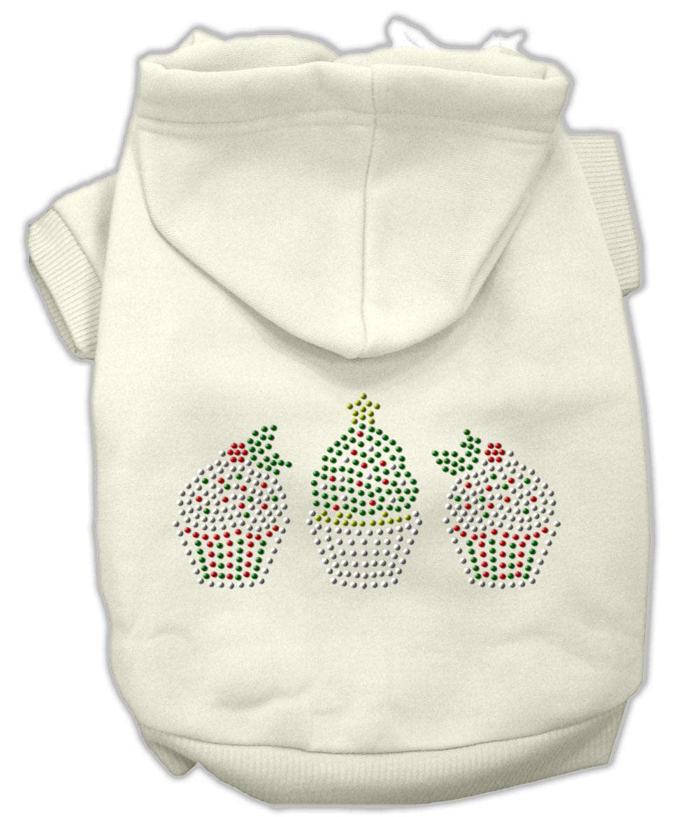 Mirage Pet Products 8-Inch Christmas Cupcakes Rhinestone Hoodie, X-Small, Black