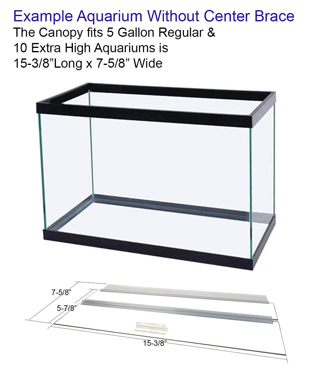 Aquarium Glass Canopies for Aquariums with & Without Center Braces, 5 to 360 Gallon Aquariums. Carefully Select Size and Match E