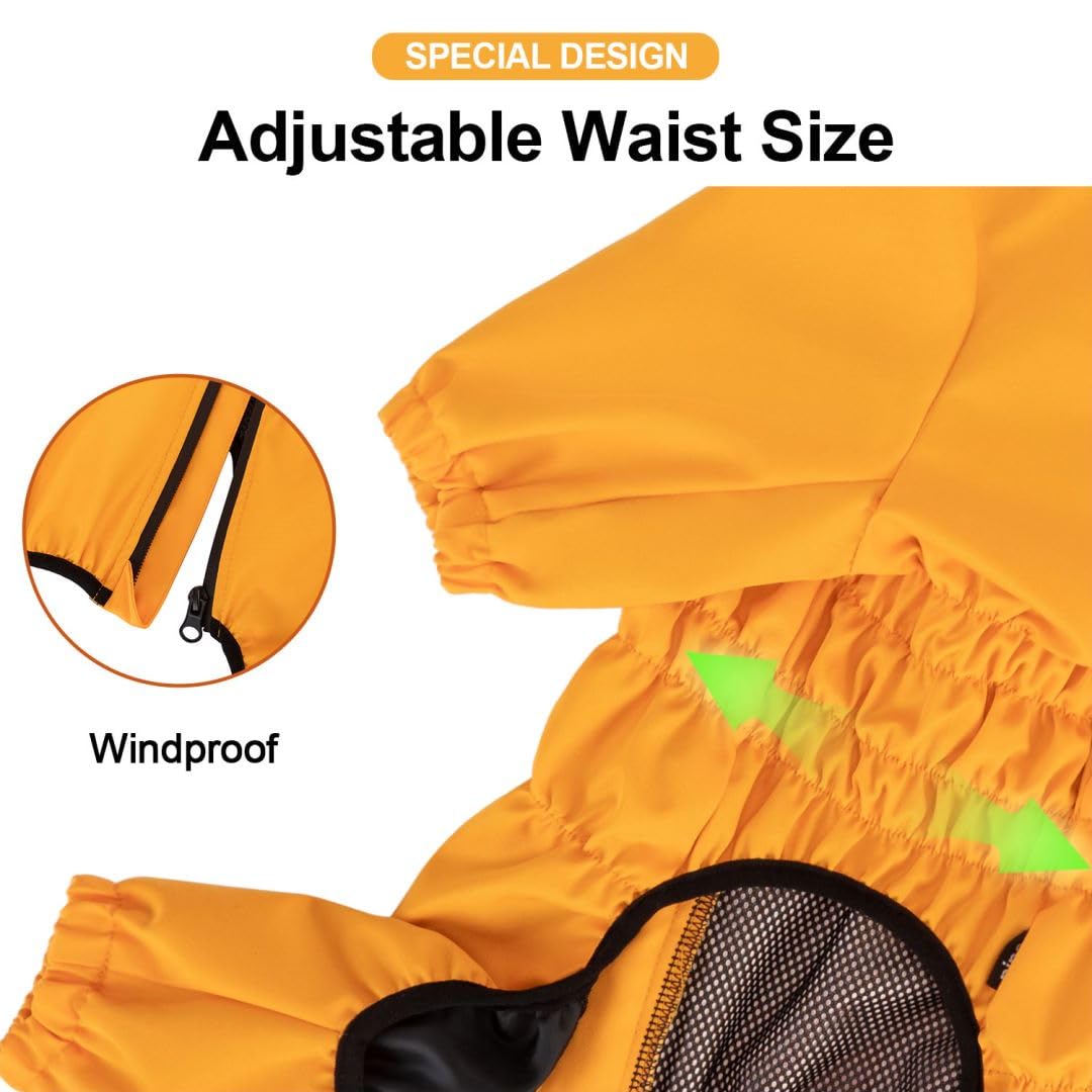 Pina Dog Raincoat, Waterproof Jacket With Hood & Reflective Strap, Lightweight Poncho With Leash Hole For Wet Weather